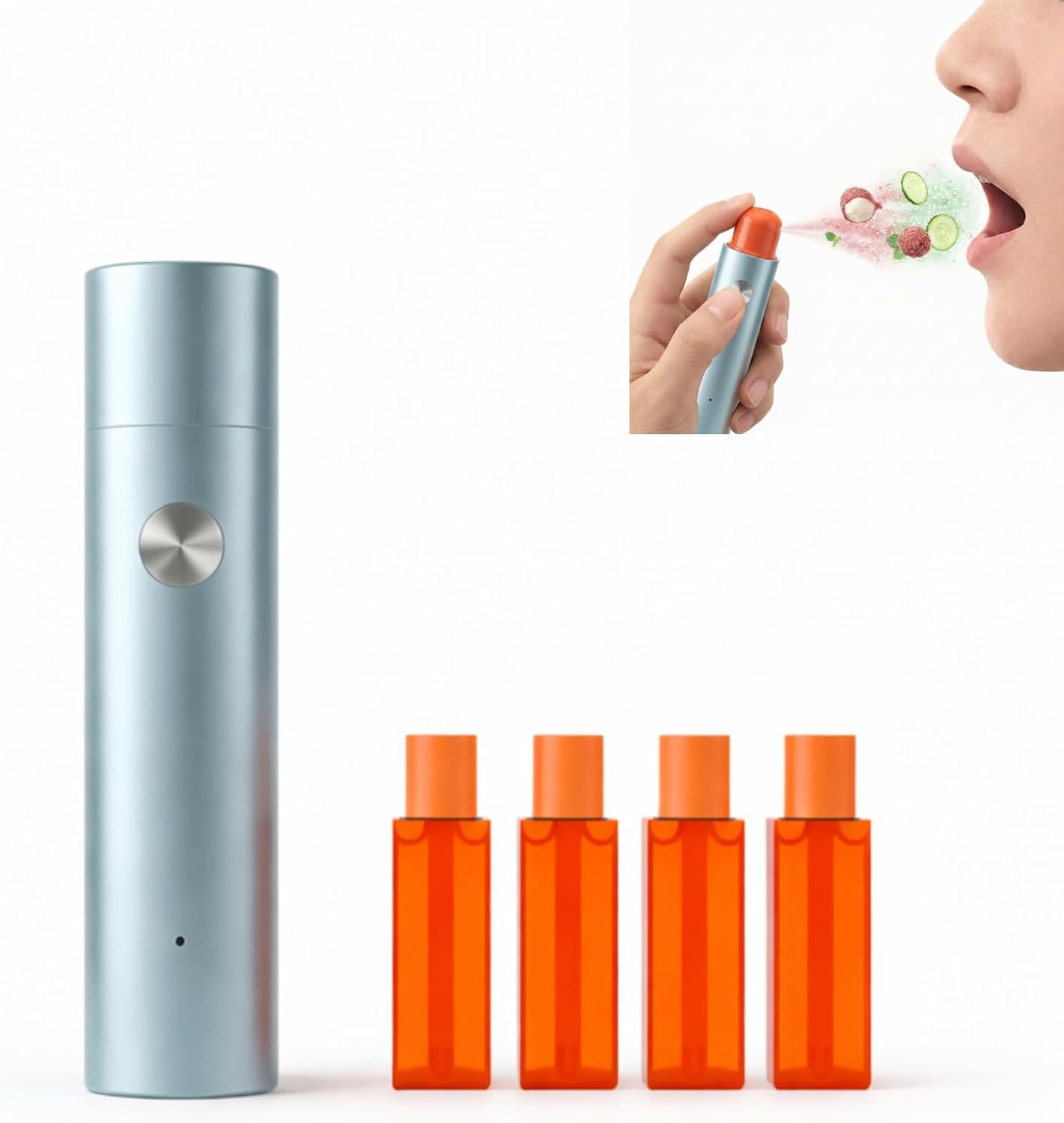ZDEER PW13 Electric Cool Breath Spray, Probiotic Mouth Spray, Oral Spray Alcohol-Free for Fresh Breath & Dry Mouth,Rechargeable, 4 Flavor Cartridges, Travel Size, Ideal for Dating Office Daily Use