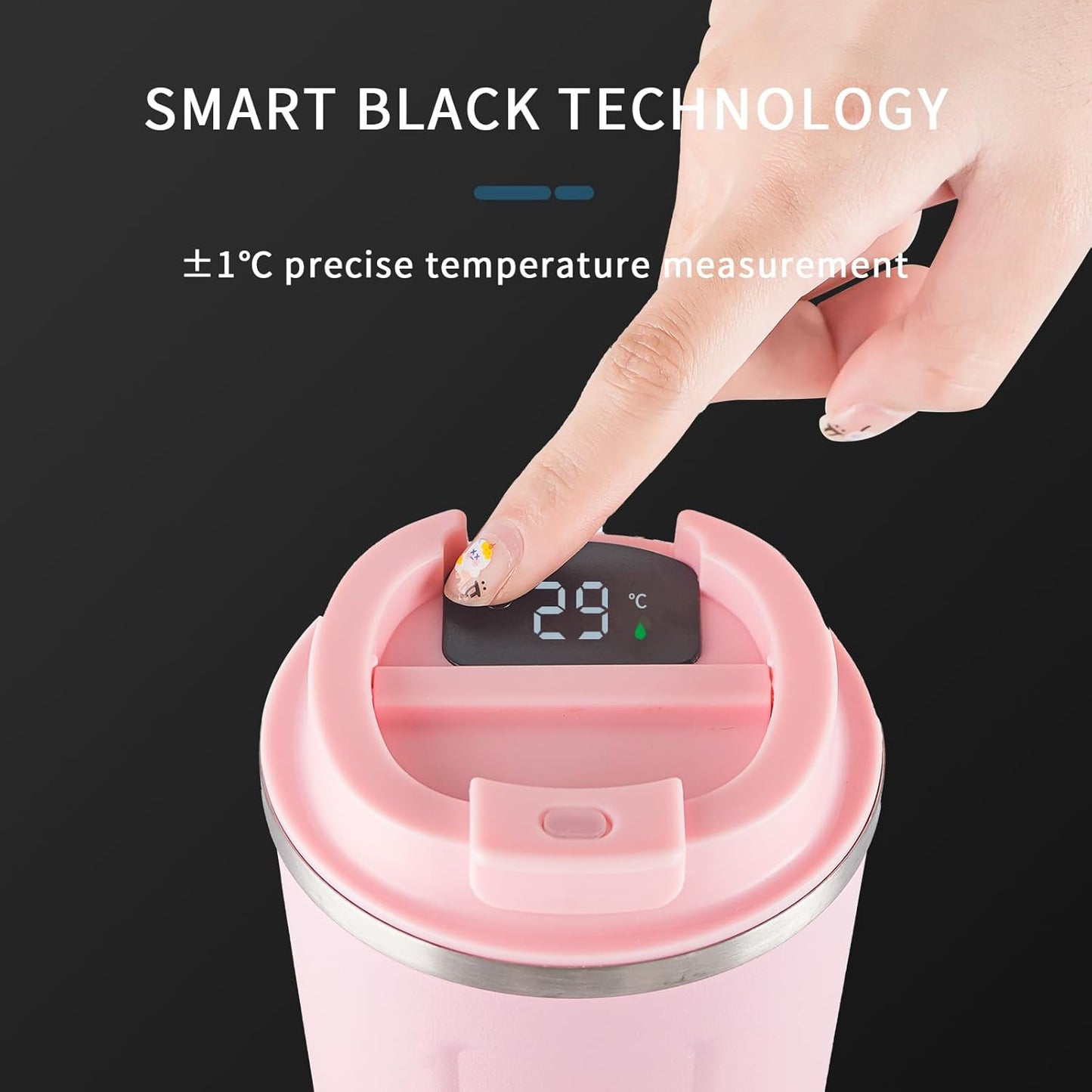 Stainless Steel Vacuum Insulated Travel Coffee Mug, Led Temperature Display Insulated Tumbler, Leak Proof with Lid Keeps Cold and Warm, Suitable for Coffee, Tea and Beer - 510ml