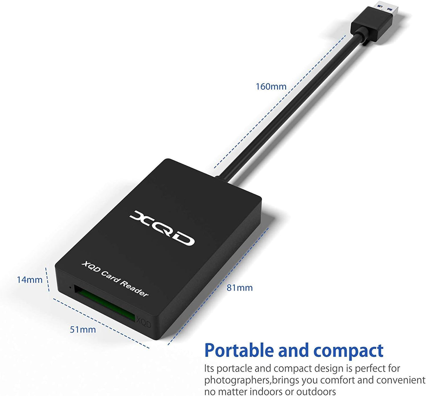 قارئ بطاقات USB 3.0 XQD، قارئ بطاقات ذاكرة XQD، متوافق مع بطاقات Sony G/M Series USB Mark XQD، وبطاقات Lexar 2933x/1400x USB Mark XQD