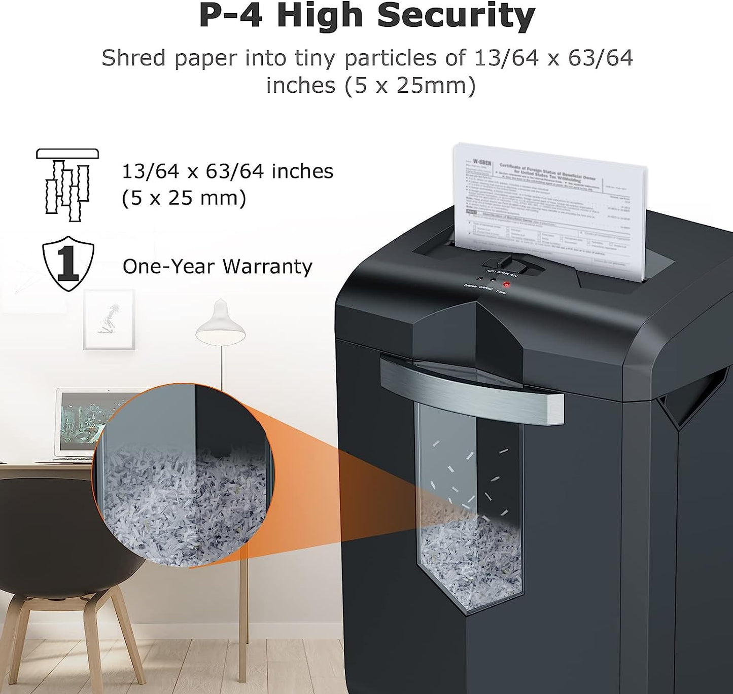 Bonsaii Paper Shredder, 18-Sheet 60-Minutes Paper Shredder for Office Heavy Duty Cross-Cut Shredder with 6 Gallon Pullout Basket & 4 Casters, Jam-proof High Security Mail Shredder for Home Use(C149-C)