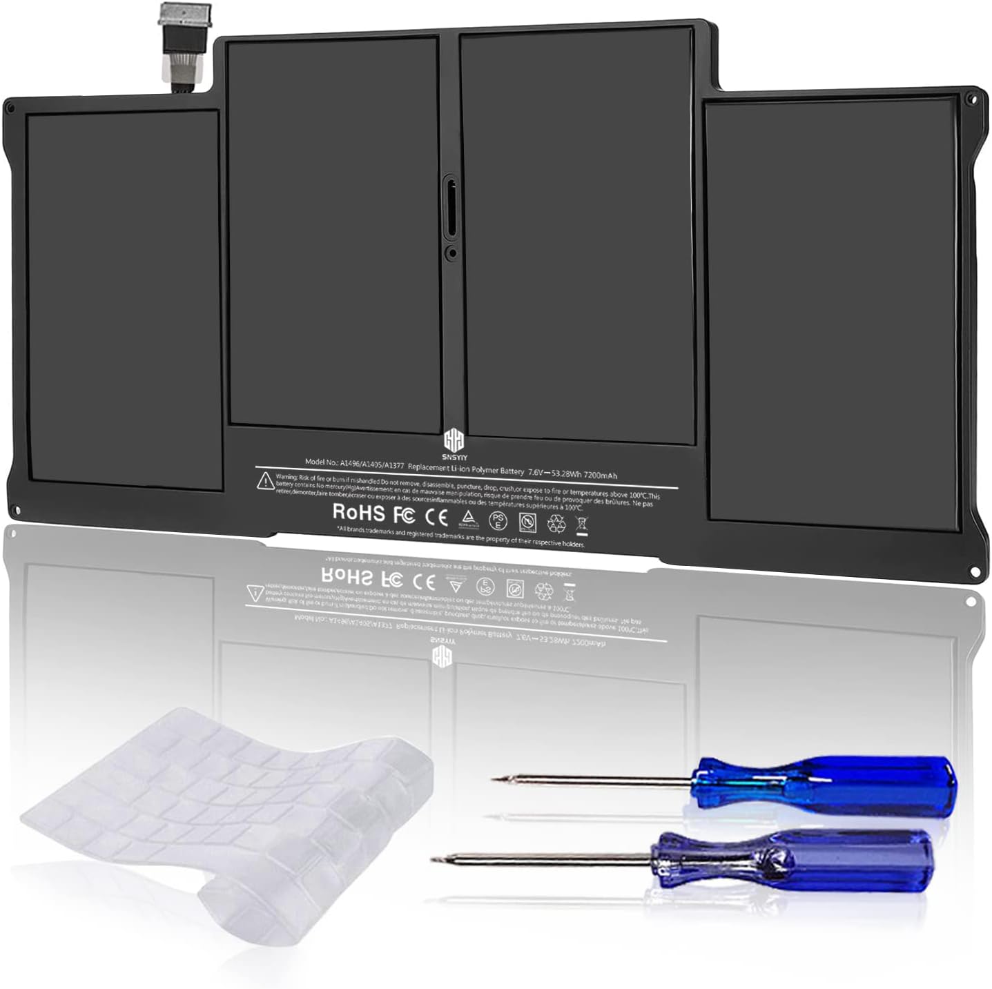 بطارية بديلة SNSYIY لجهاز MacBook Air مقاس 13 بوصة A1466 (منتصف 2012، منتصف 2013، أوائل 2014، أوائل 2015، 2017) A1369 (أواخر 2010، منتصف 2011) بطارية كمبيوتر محمول 7200 مللي أمبير/ساعة لجهاز Apple MacBook Air A1496 A1377 A1405
