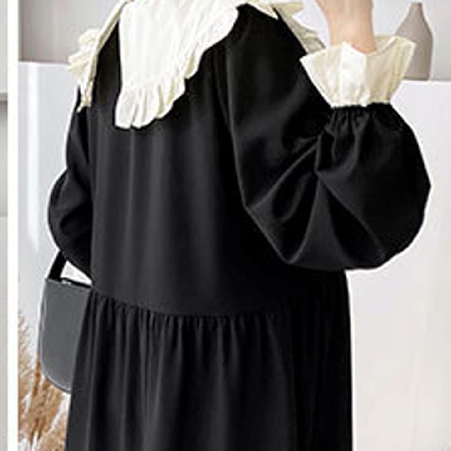 Dress, Dress Women Collar Minimalist All-match Casual Autumn Tender Preppy Style Elegant College Hot Sale (Size : M)