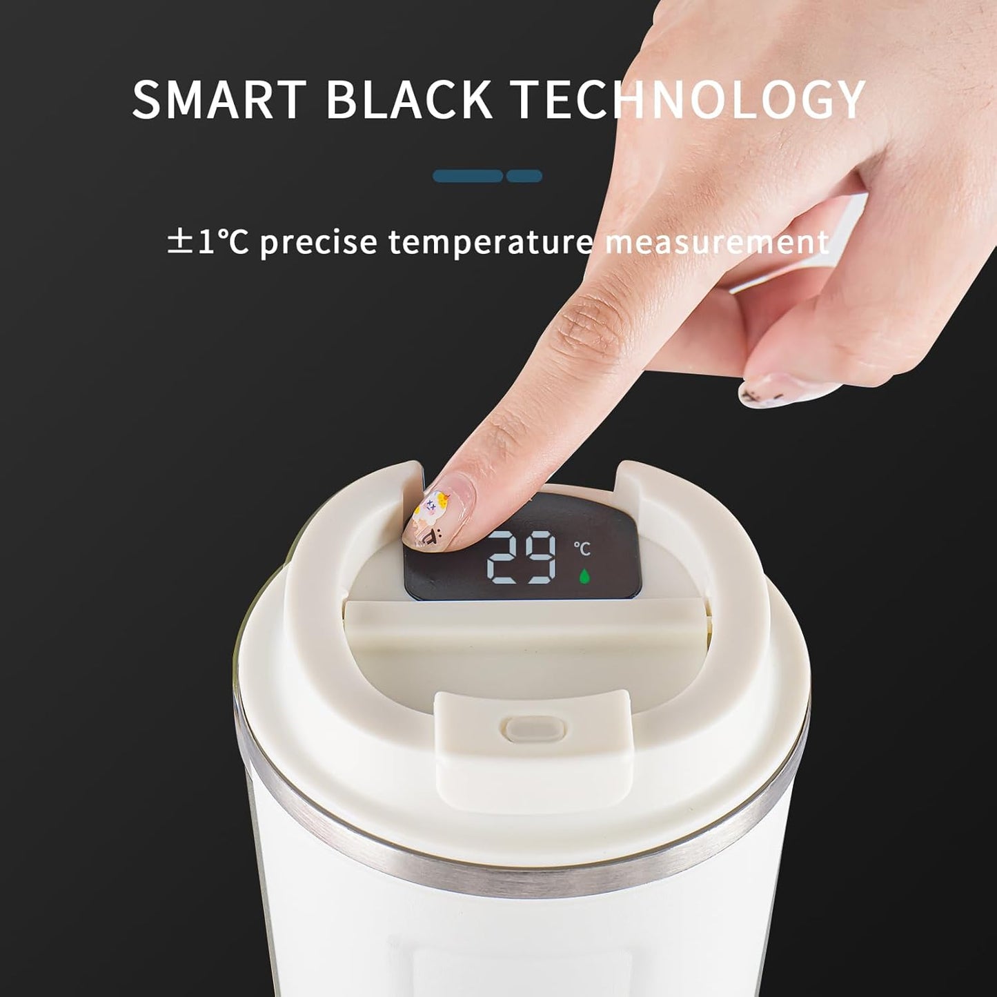 Stainless Steel Vacuum Insulated Travel Coffee Mug, Led Temperature Display Insulated Tumbler, Leak Proof with Lid Keeps Cold and Warm, Suitable for Coffee, Tea and Beer - 510ml