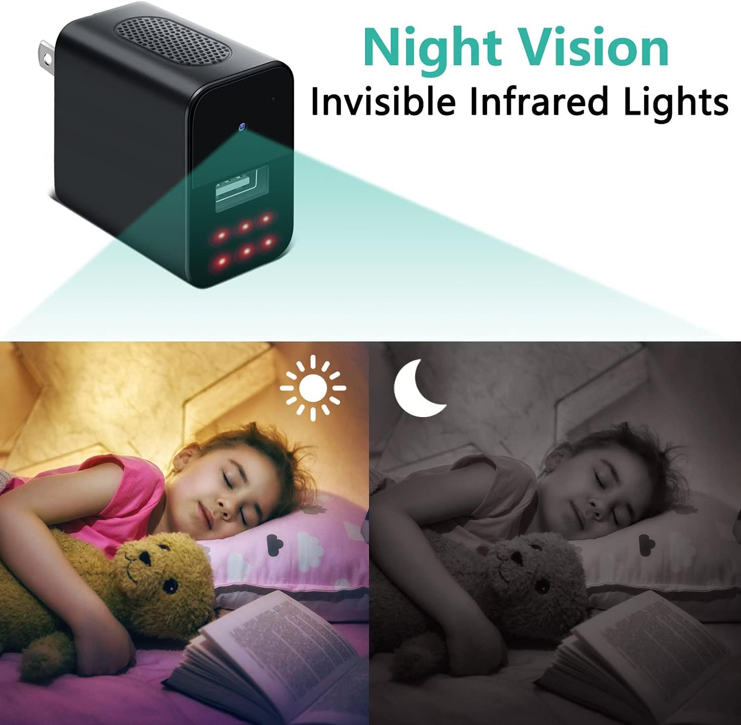 كاميرا تجسس مخفية 32 جيجابايت، شاحن تجسس، كاميرا تجسس صغيرة بدقة 1080 بكسل، شاحن USB، كاميرا تجسس، كاميرا مربية مخفية، كاميرا تجسس مخفية صغيرة، كاميرات مخفية مع كشف الحركة