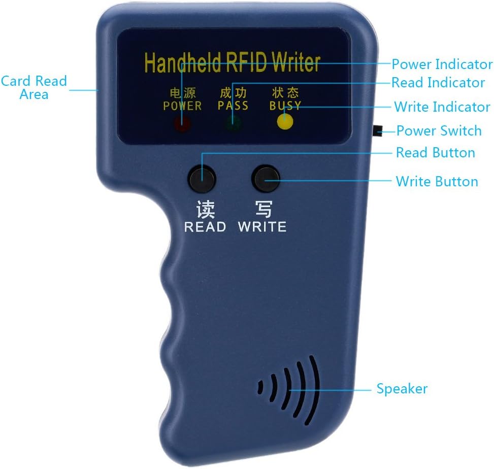 جهاز نسخ ونسخ المفاتيح RFID محمول 125 كيلو هرتز، قارئ وكاتب وناسخ لبطاقات الهوية، مبرمج + 6 بطاقات مفاتيح EM4305/T5577 قابلة للكتابة