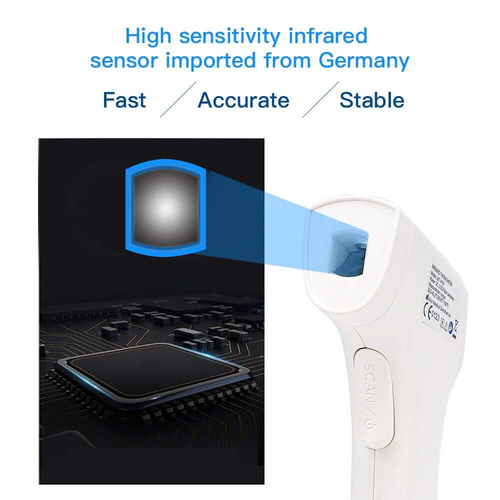 Professional Medical Thermometer Remote Digital Thermometer 15-50MM Infrared Forehead Thermometer with Smart Fever Indicator Memory 32 Readings for Adults Newborns Kids
