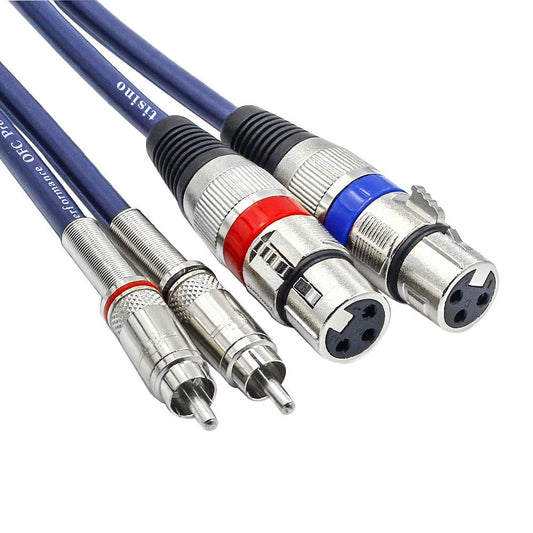 كابل TISINO Dual XLR إلى RCA، سلك توصيل عالي التحمل من 2 XLR أنثى إلى 2 RCA ذكر، سلك توصيل صوتي ستيريو عالي الدقة - 5 أقدام / 1.5 متر