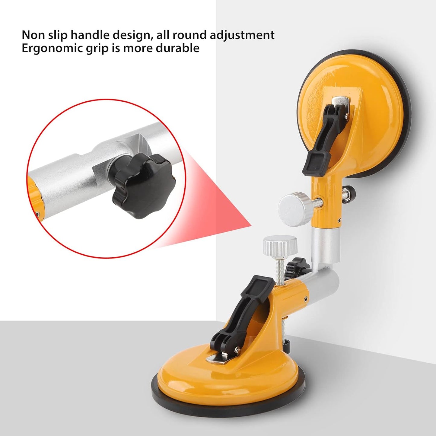 Adjustable Seam Setter Glass, Tile, Marble Suction Cup Heavy Duty Hand-held Glass Lifter 90~270 Degrees Adjustable Glass Sucker 40kg/88.18lb Suction Power Home Glass Installation Fixing Tool
