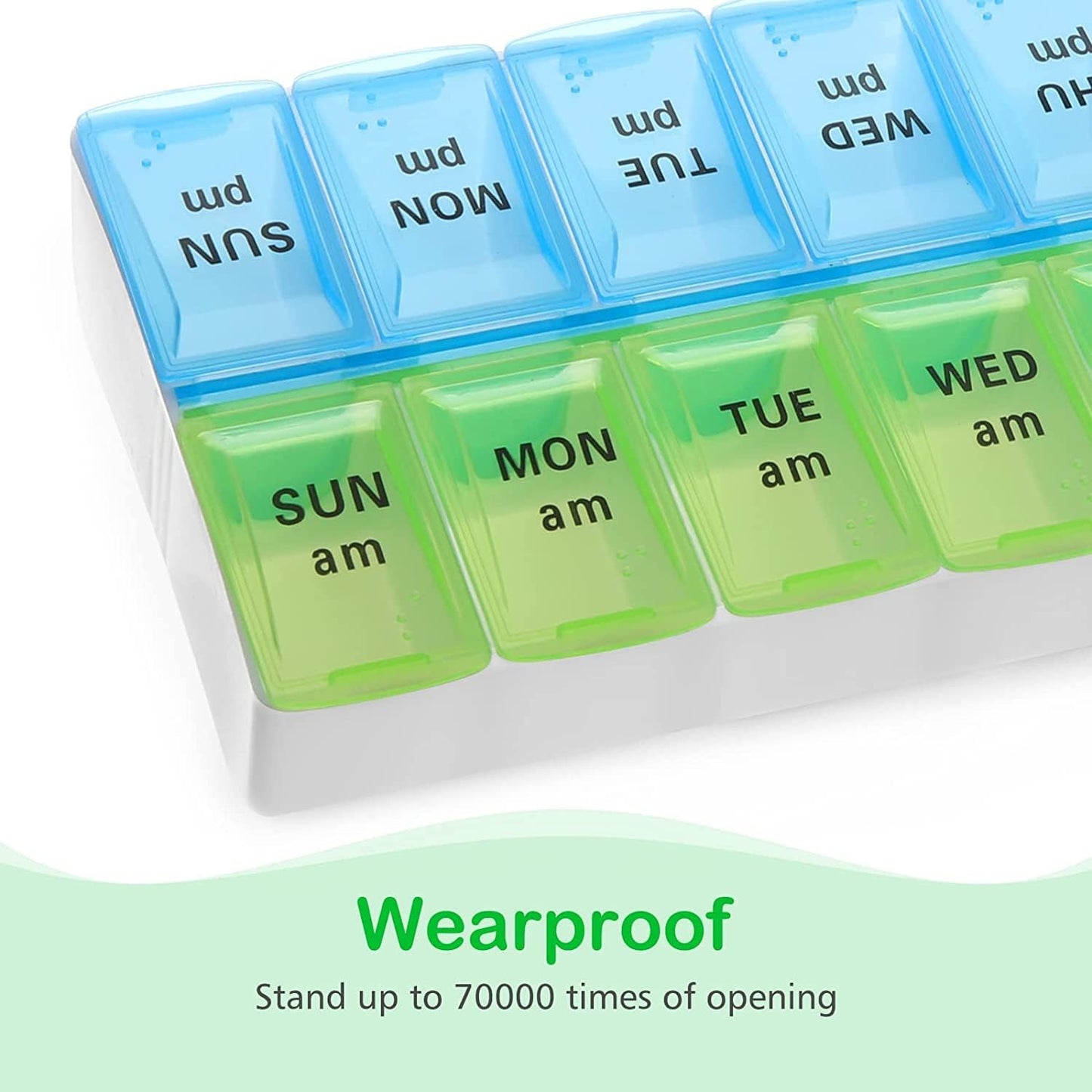 Large Weekly Pill Organizer 2 Times A Day, Medicine Cases,Moisture-Proof 7 Day Pill Box, Travel Pill Cases Portable for Pills Vitamin Fish Oil Supplements