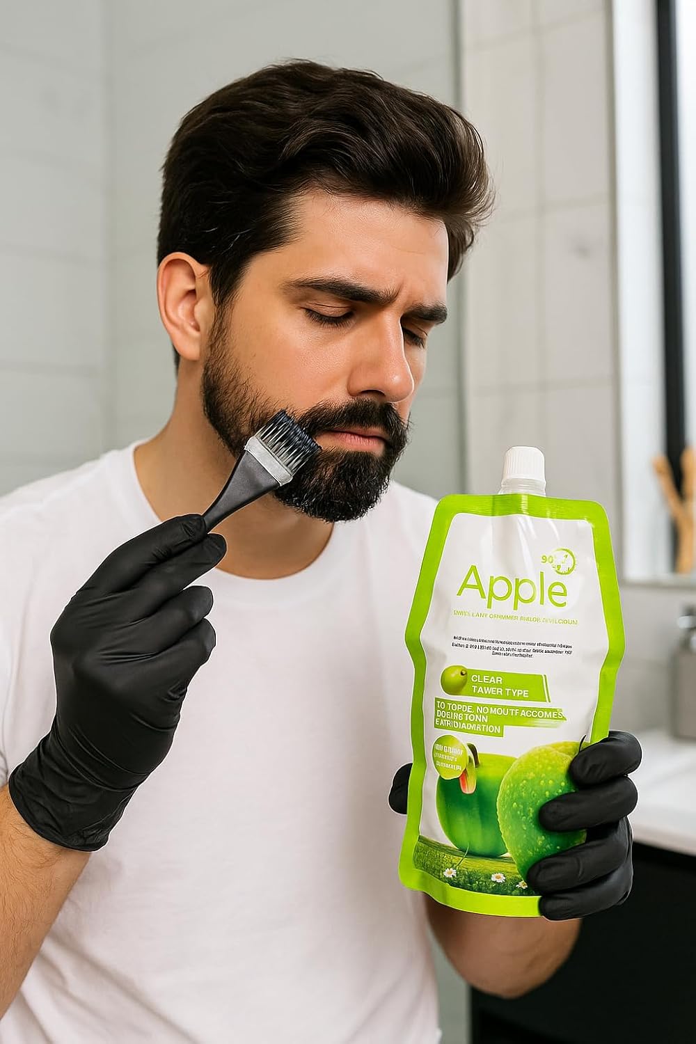 Apple Hair Color Ammonia-Free Black Hair Dye Cream 500ml + 500ml | Natural Black Hair & Beard Color with Apple Extract | 96H Long-Lasting Fragrance