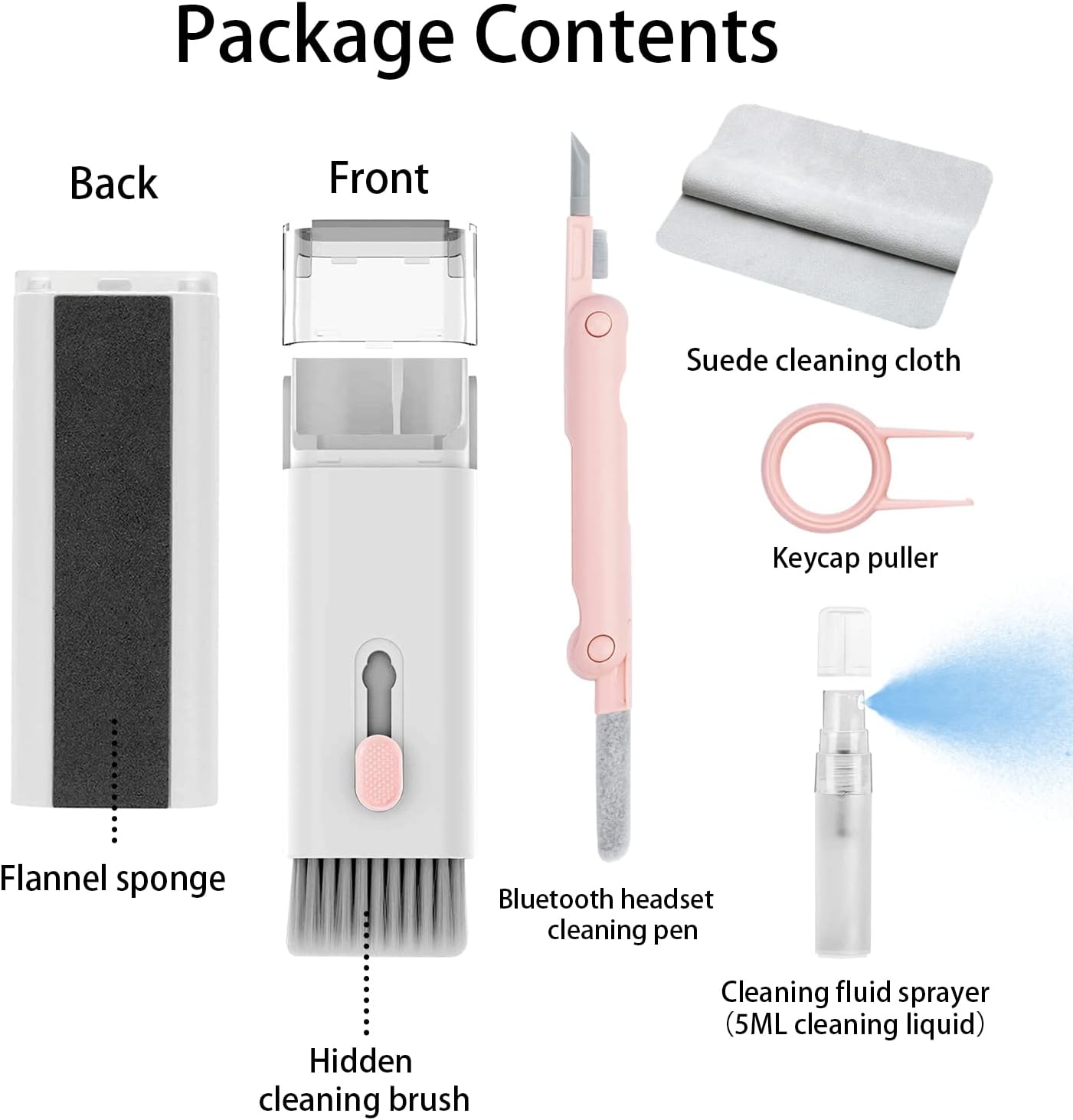 7 in 1 Electronic Cleaner Kit – Keyboard and Laptop Cleaning Kit with Brush for AirPods Pro, Phone, Computer, and Screen, Includes Bonus Flannel Cloth