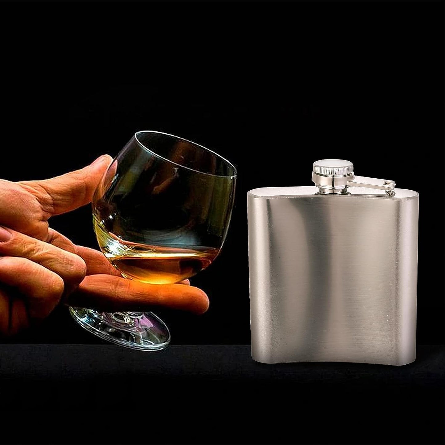Hip Flask for Liquor silvery 6oz Stainless Steel Leakproof with 1 pcs Funnel for Gift, Camping, Wedding Party, Groomsmen gifts