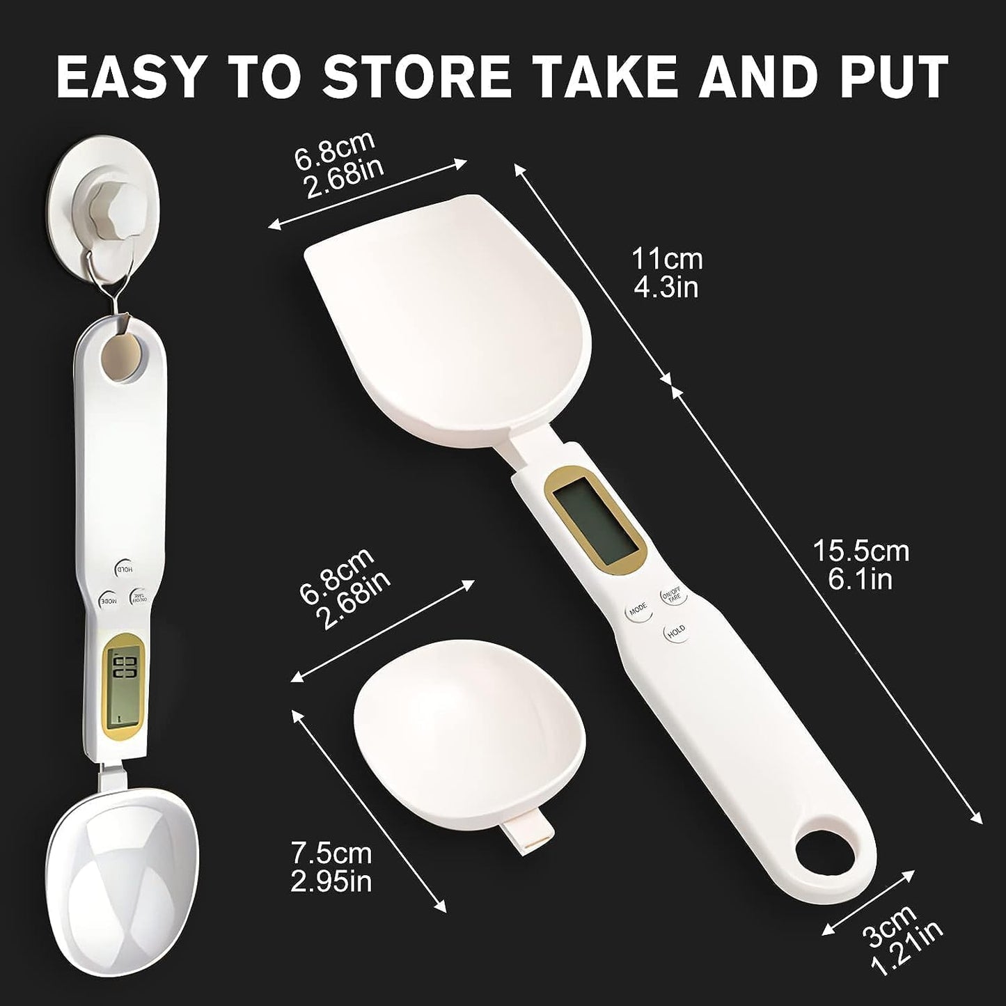 Digital Spoon Scale Electronic Measuring Spoon with 2 Replaceable Spoons, Food Coffee Weigh Scale High Precision for Home 500/0.1g, Digital Food Spoon Scale, Kitchen Scales with LCD Display