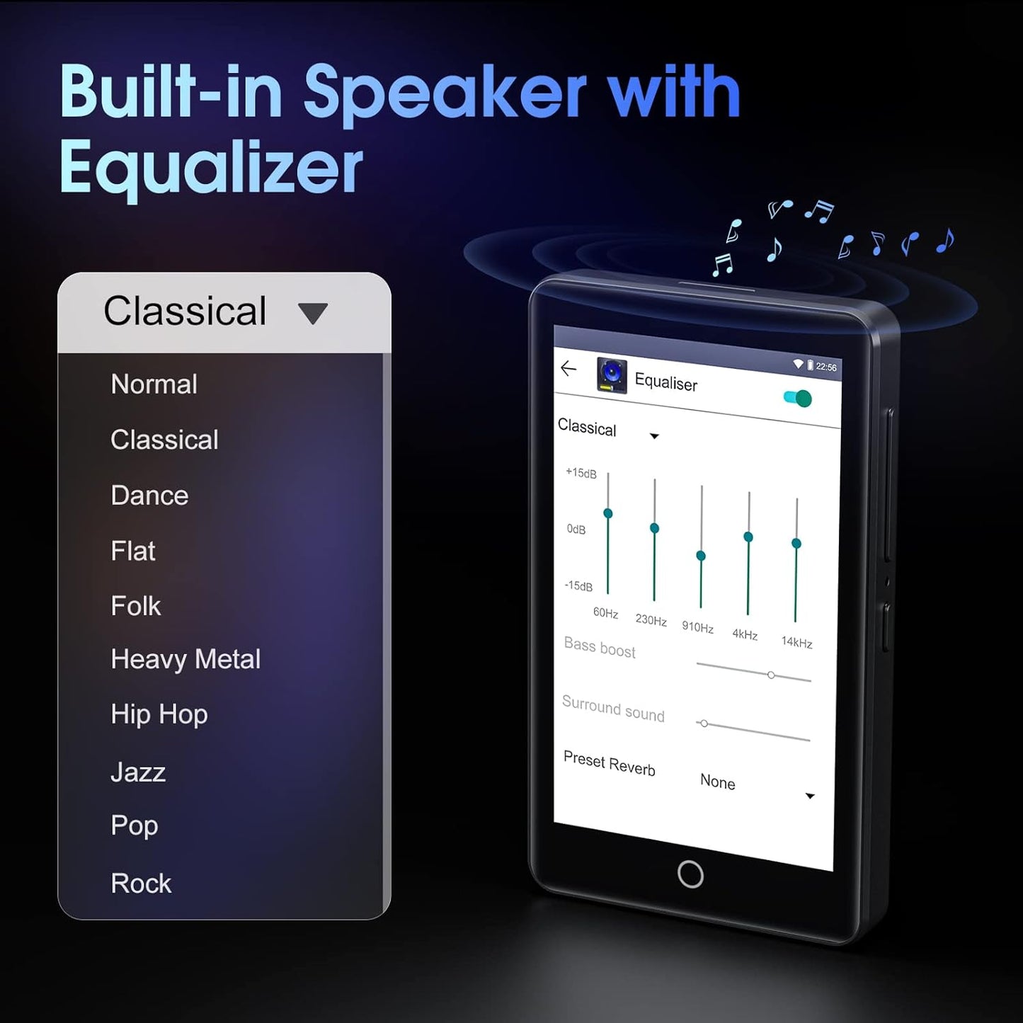 Mp4 Player with Bluetooth and WiFi, Oilsky 3.5IN 1080P Full Touch Screen with Speaker, Portable Muisc MP3 MP4 Player with FM Radio, Recording, E-Book, Browser, Max Support 512GB TF Card