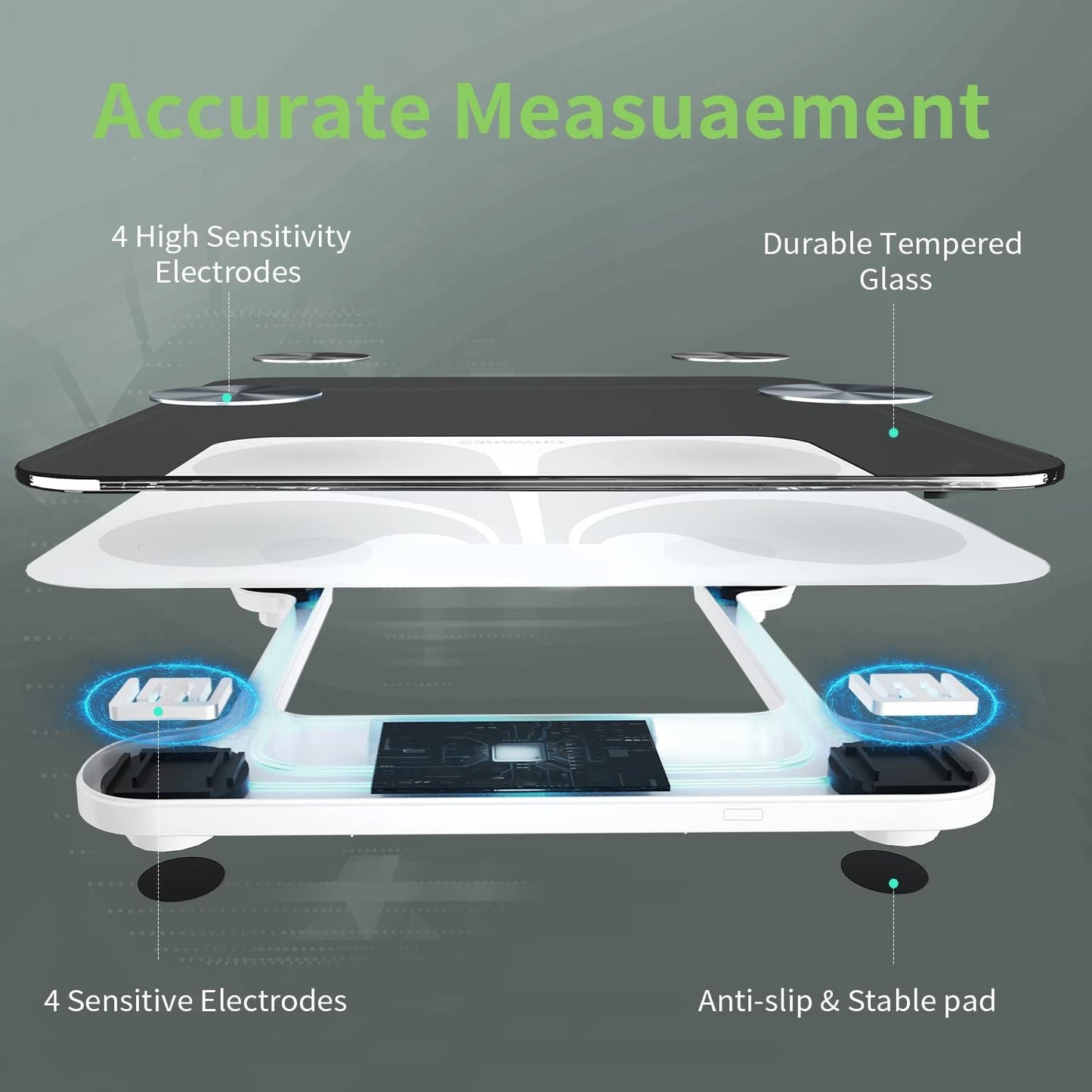 Body Fat Scale, USB Rechargeable Digital Weight Bathroom Scales, CHWARES Smart BMI Scale with 13 Body Data, Electronic Scale for Body Weight with Bluetooth, 400lbs, Digital Bathroom Weight Scale white