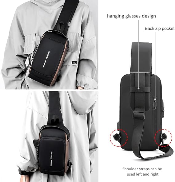 Men's Chest Bag Anti-theft Password Lock Bag Fashion Shoulder-Slung Chest Bag Usb Charging Chest Cross Bag Leisure Travel Shoulder Bag Casual Sports Shoulder Bag