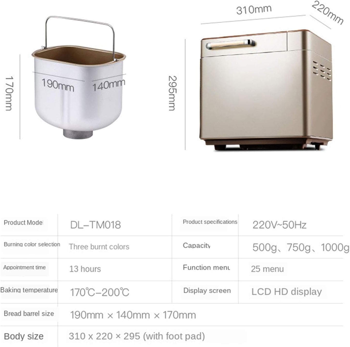 Home DIY Bread Machine, Automatic Digital Bread Maker with Gluten Free & Sourdough Settings, 3 Loaf Sizes & 3 Colours, 1H Heating Function, 13 Hour Delay Timer, with Fruit Nut Dispenser