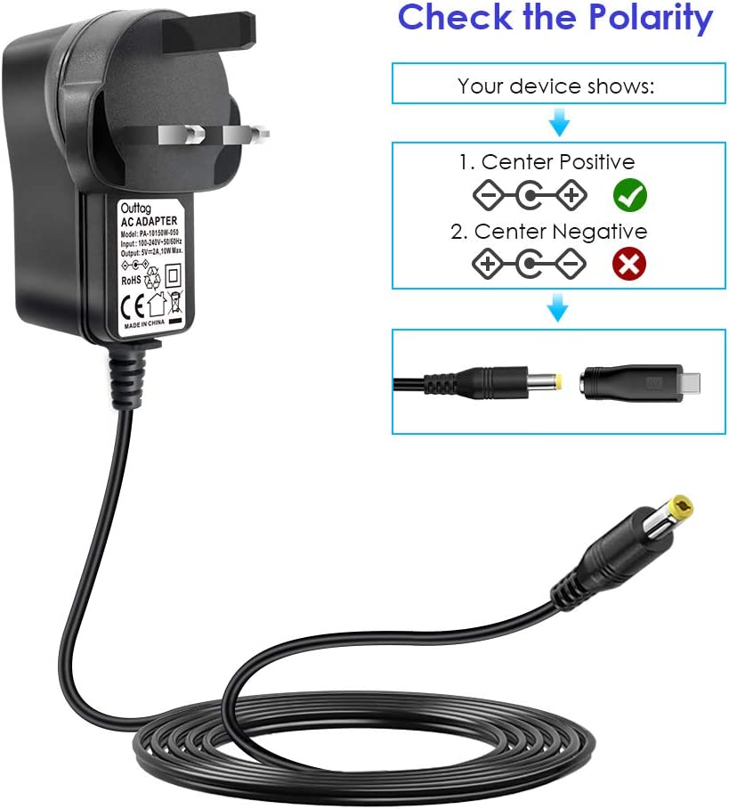 Universal AC to DC Adapter Charger 5V 2A Power Supply Adapter with 8 DC Connector Multi Plug Adaptor for Household Electronic Devices Led Strip Light Box Router LCD CCTV Cameras Android TV Box Speaker