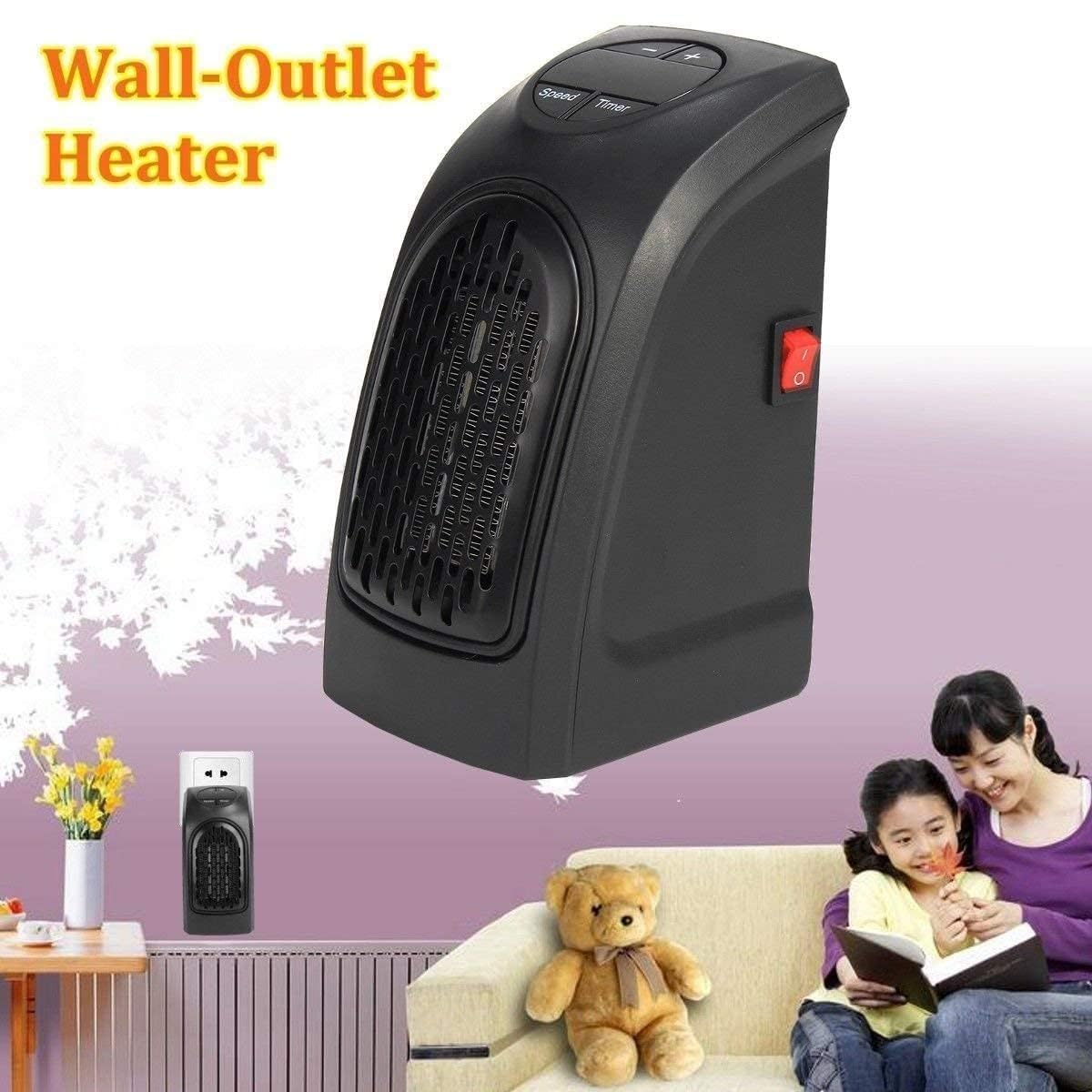 Handy Electric Heater, 400 Watts Heater, Plug-In Heatter, Mini, Portable Room, Office, Bedroom Warmer with LED Display, Set Temperature, and Stylish Design With Remote (Black)