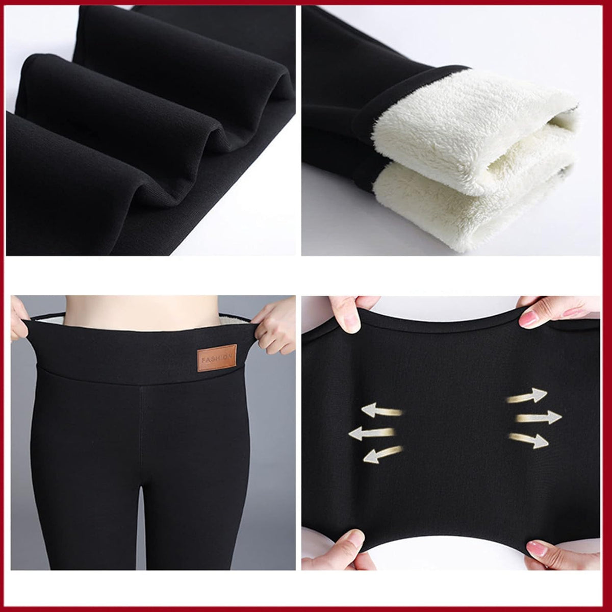 Winter Warm Leggings, Elastic Tight Pants For Women Full Length Super Warm Thick Heavy Cotton Leggings Girls High Waist Super Thick Leggings Pant (Fleece Inside),Black - M
