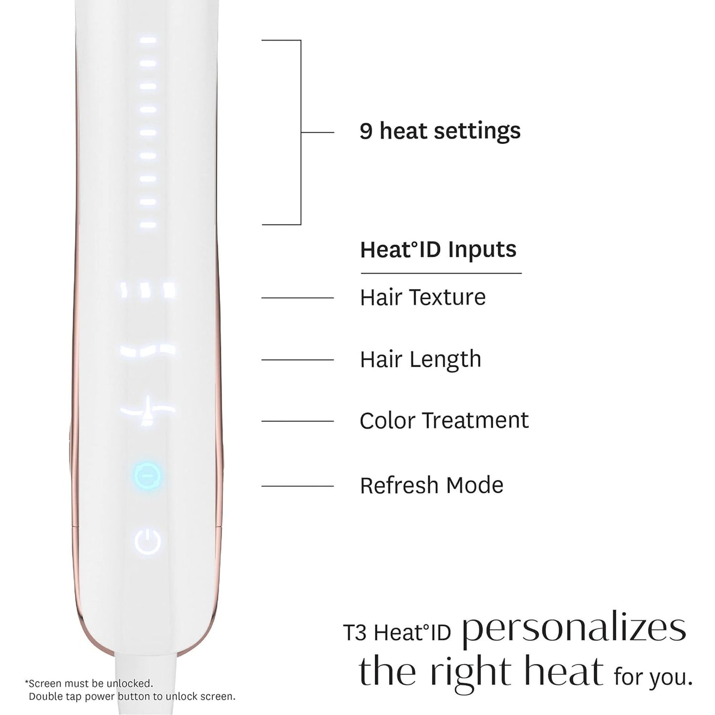 Like A New T3 Smooth ID 1” Flat Iron with Touch Interface - Digital Ceramic Flat Iron with Interactive HeatID Technology for Automatic Heat Setting Personalization