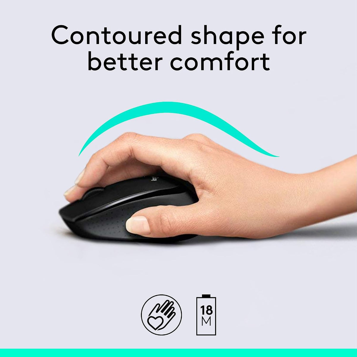 Logitech MK345 Full Size Wireless Keyboard and Mouse Combo - Black Full size keyboard with integrated palm rest, compact right handed mouse, connect via single included USB-A Nano Receiver