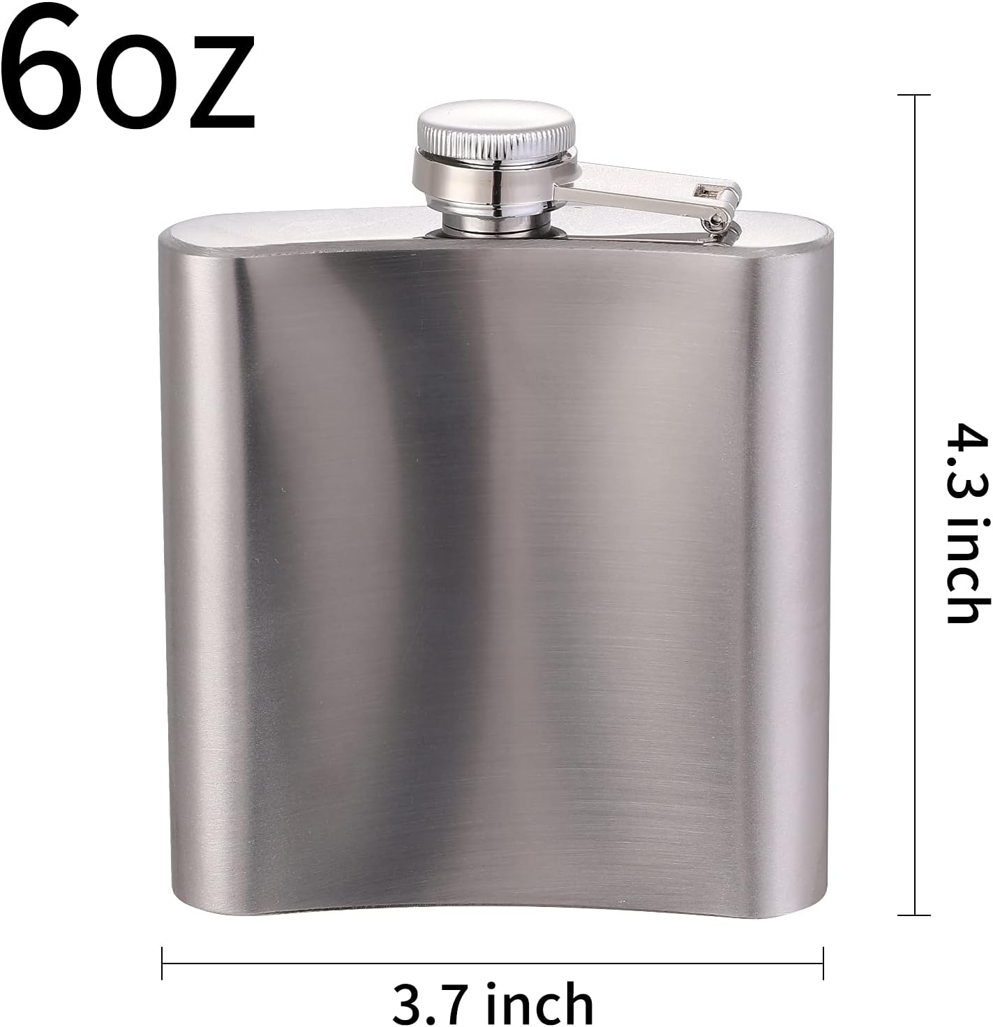 Hip Flask for Liquor silvery 6oz Stainless Steel Leakproof with 1 pcs Funnel for Gift, Camping, Wedding Party, Groomsmen gifts