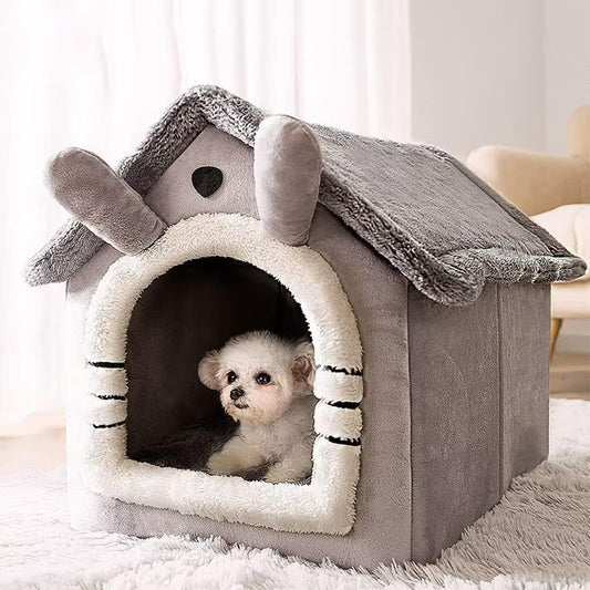 Indoor Dog House Warm Dog House Soft Pet Bed Tent House Modeling Dog Kennel Cat Bed with Removable Cushion Suitable for Small and Medium-Sized Dogs and Cats(Gray M Code)