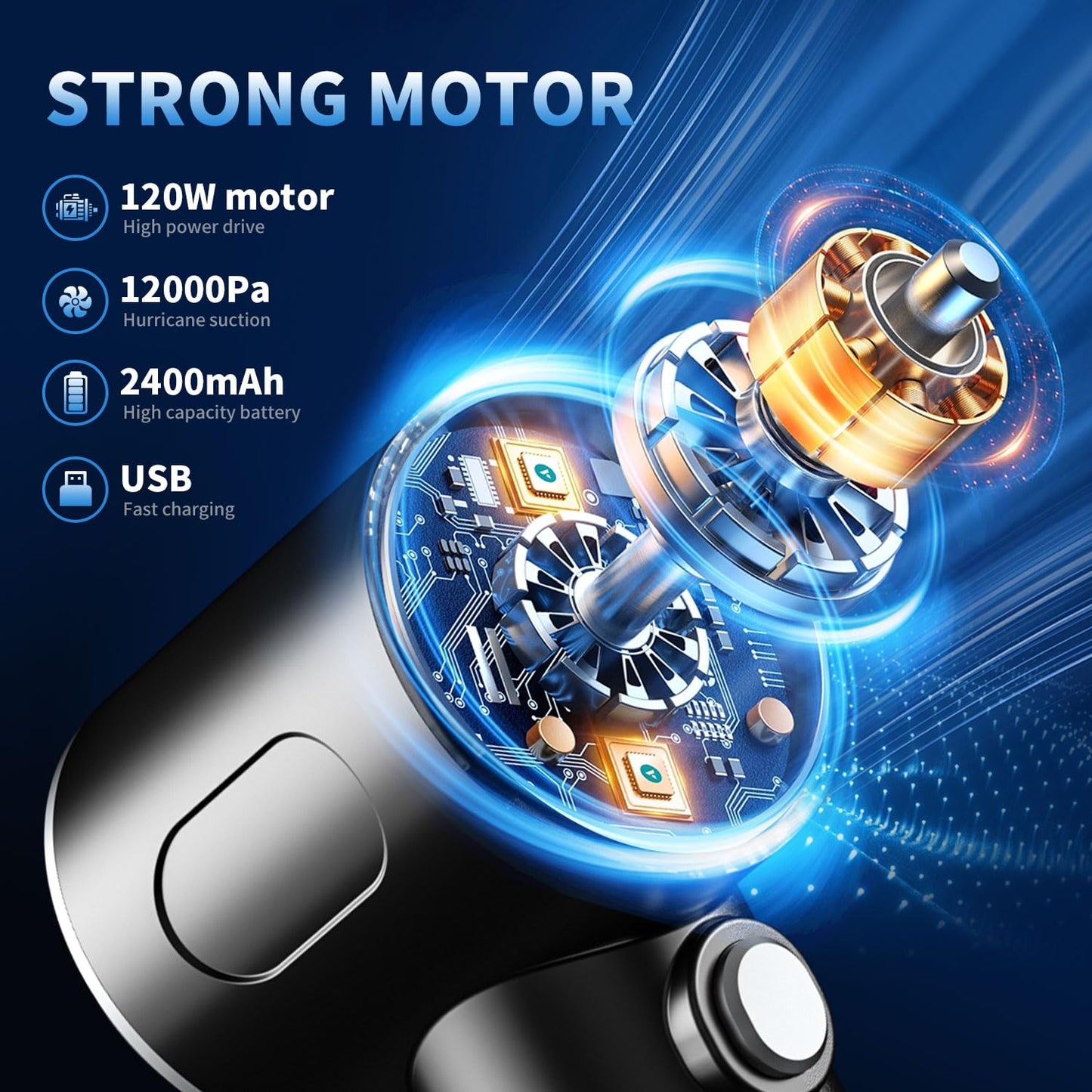 3 in 1 Car Vacuum Cleaner, 12000PA High Power Handheld Vacuum Cordless Portable Mini Vacuum Cleaner Car Accessories, Compressed Air Duster Keyboard Cleaner for Car,Desktop,Pet Hair Cleaning