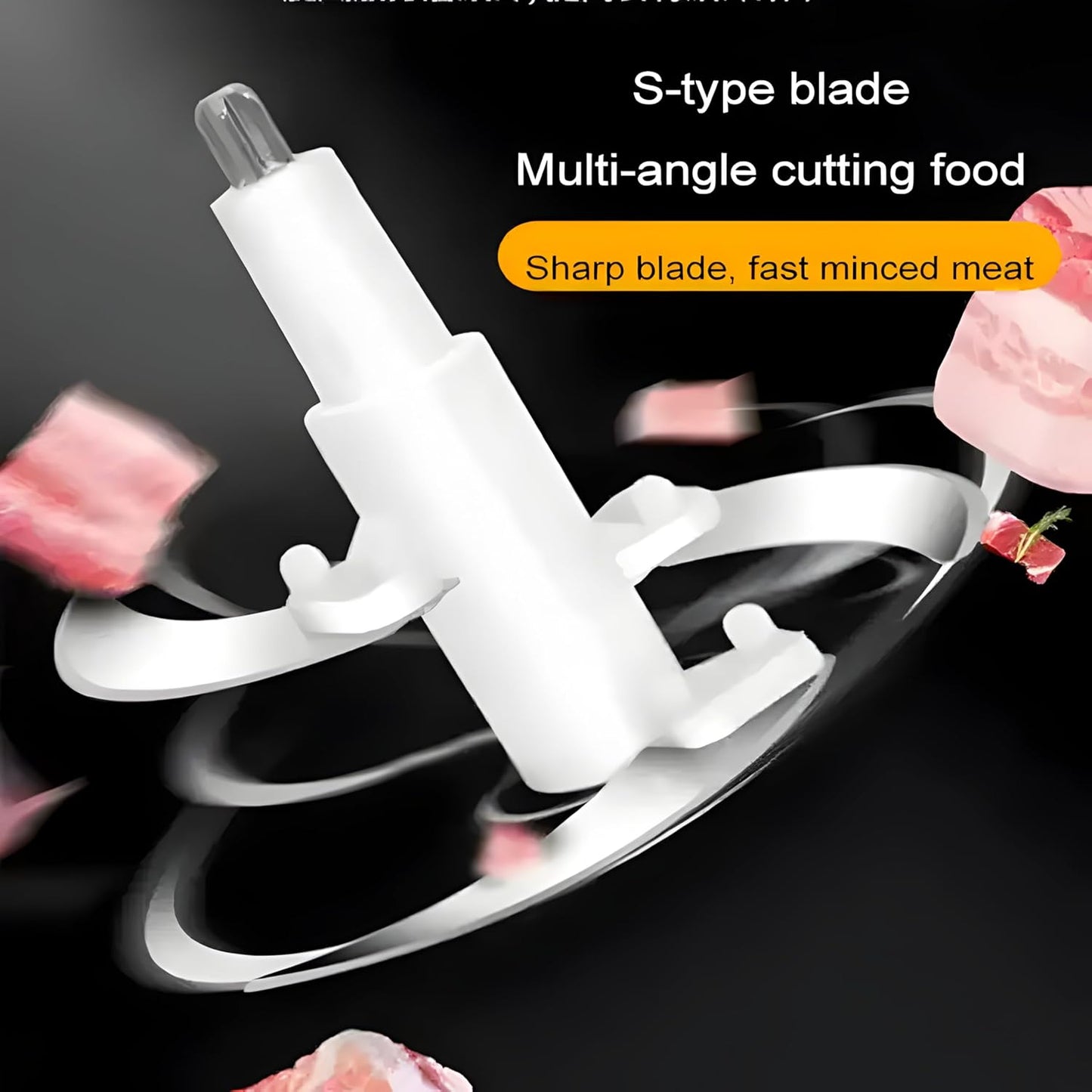 Food Chopper - 6 in 1 Manual Food Chopper Quick Press - 2L Large Vegetable Chopper - Perfect for Onion, Baby Food, Spices, Garlic, Fruits, Nuts and Meat Chops - 4 Blades