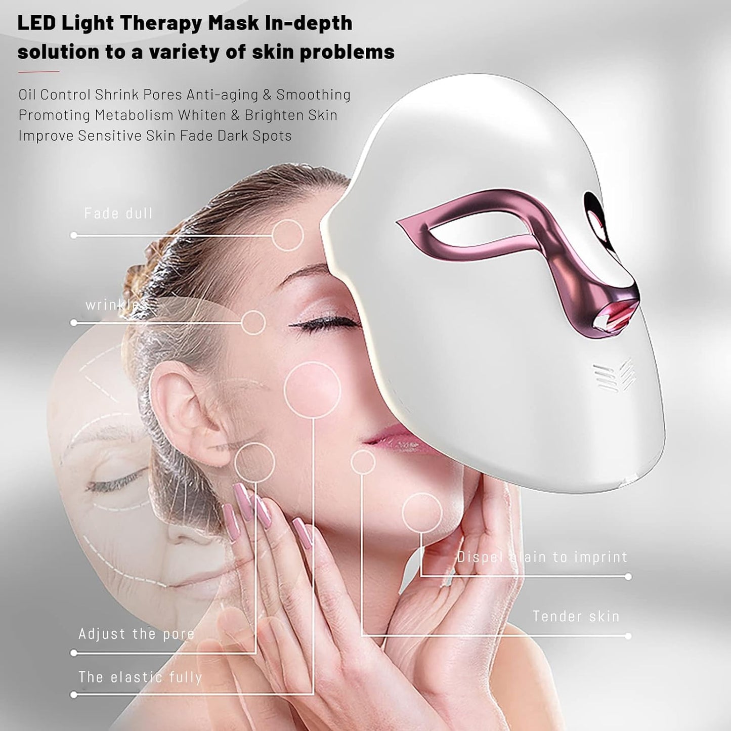 LED Face Mask Light Therapy FDA cleared Skin Care Mask - Red Blue Orange Light 486 LED New Generation Skin Tightening Rejuvenation Instrument Mother’s Day Gift Beauty Tool for Women Lover