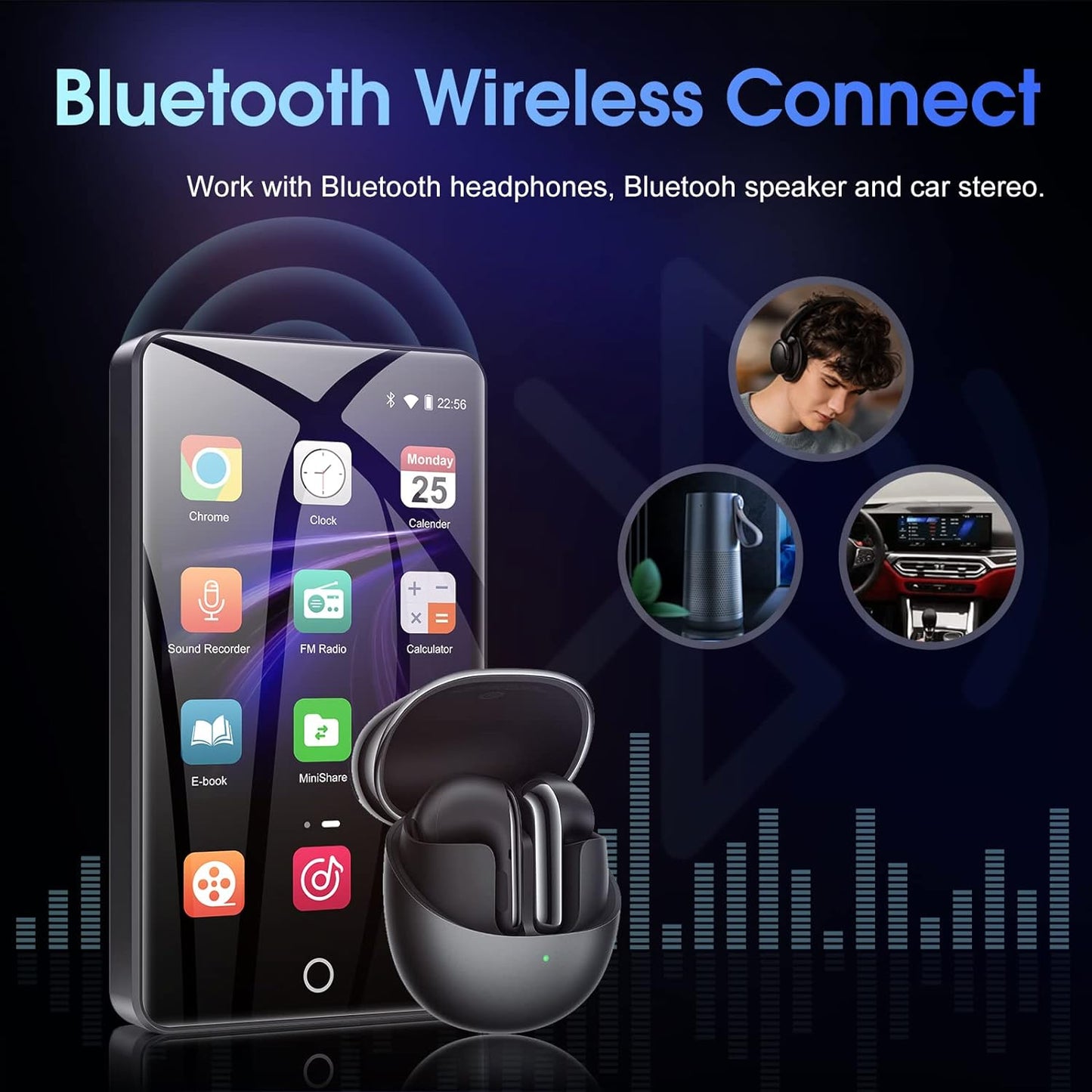 Mp4 Player with Bluetooth and WiFi, Oilsky 3.5IN 1080P Full Touch Screen with Speaker, Portable Muisc MP3 MP4 Player with FM Radio, Recording, E-Book, Browser, Max Support 512GB TF Card