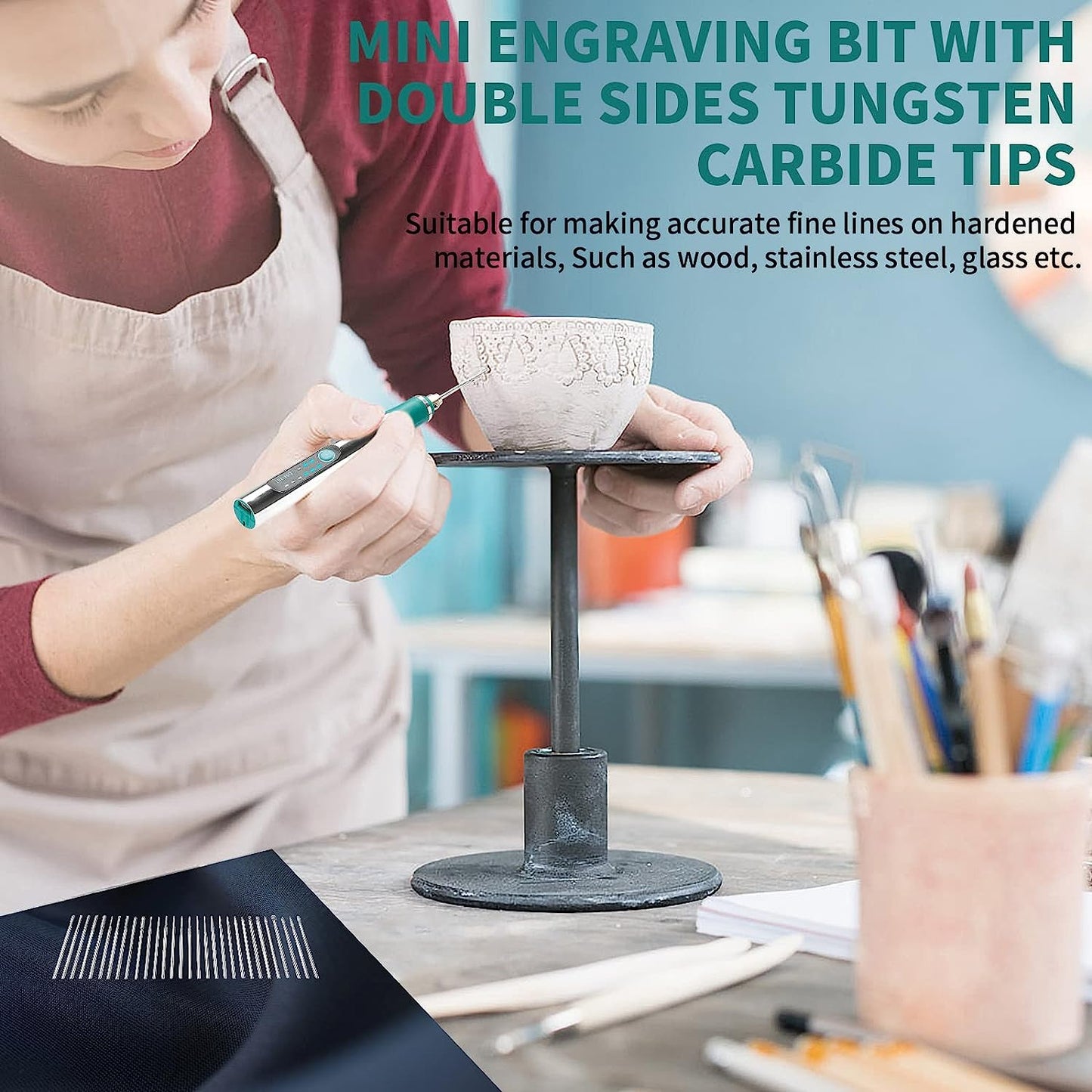 Electric Engraving Set DIY Engraving Pen Mini Drill Micro Cordless Carving Tool 3 Speeds Adjustable for Carving Art Glass Wood Metal Stone Plastic Jewelry