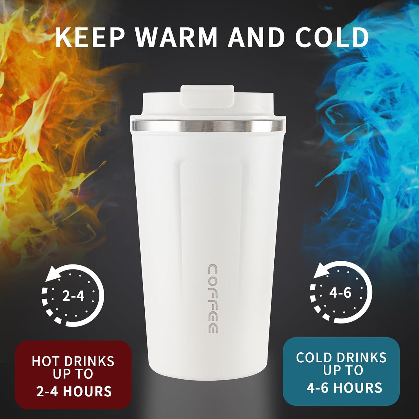 Stainless Steel Vacuum Insulated Travel Coffee Mug, Led Temperature Display Insulated Tumbler, Leak Proof with Lid Keeps Cold and Warm, Suitable for Coffee, Tea and Beer - 510ml