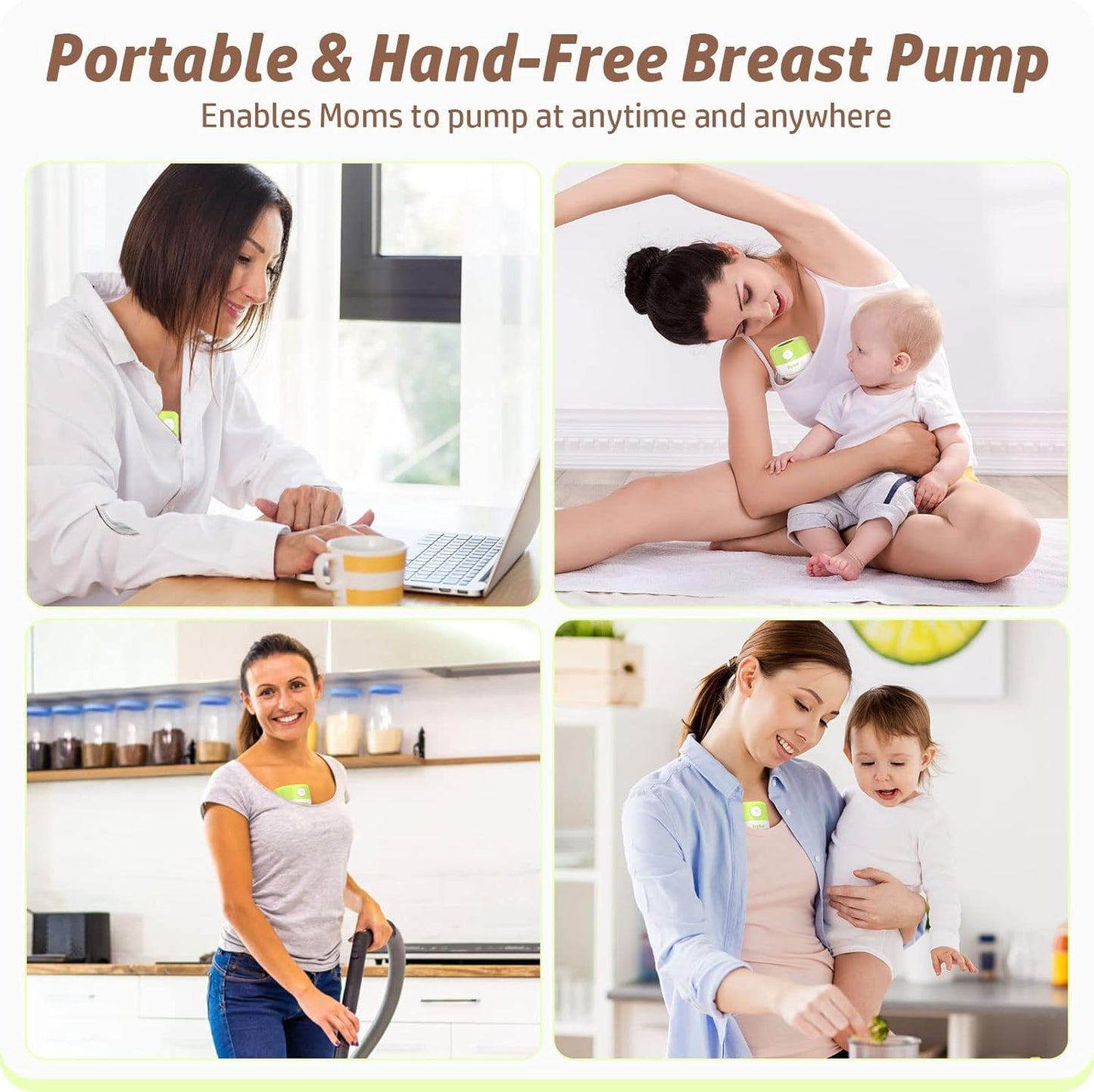 Tryfun Wearable Breast Pump, Electric Breastfeeding Pump with 2 Suction Modes & 9 Levels, Fast Pumping/Easy to Use & Wash/LCD Display/Low Noise Portable Breast Pumping, Wireless Hands Free Breast Pump