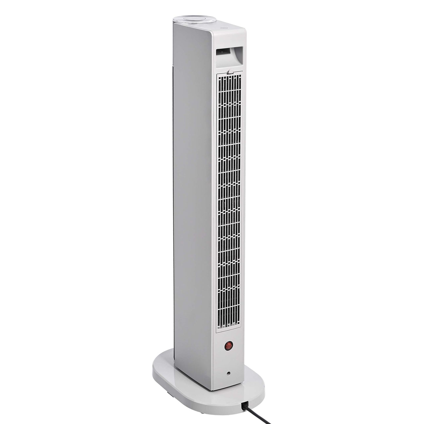Amazon Basics ECO Oscillating Portable Tower Heater, 2 Fan Speeds, 3 Heat Settings, Timer and Remote Control, with UK plug, 2200W, White