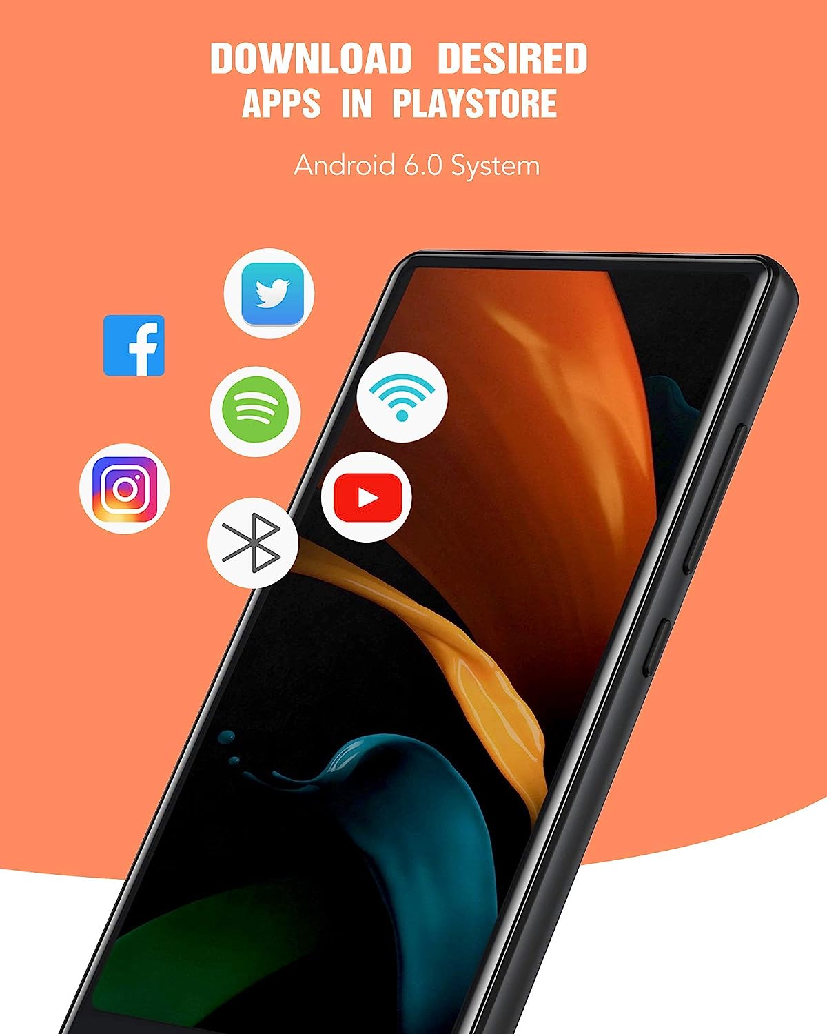 WiFi MP4 Player with Bluetooth, AGPTEK T05 4 Inch Full Touch Screen 8GB Lossless MP3 Music Player with Speaker, Support Video, FM Radio, Expandable Up to 32GB