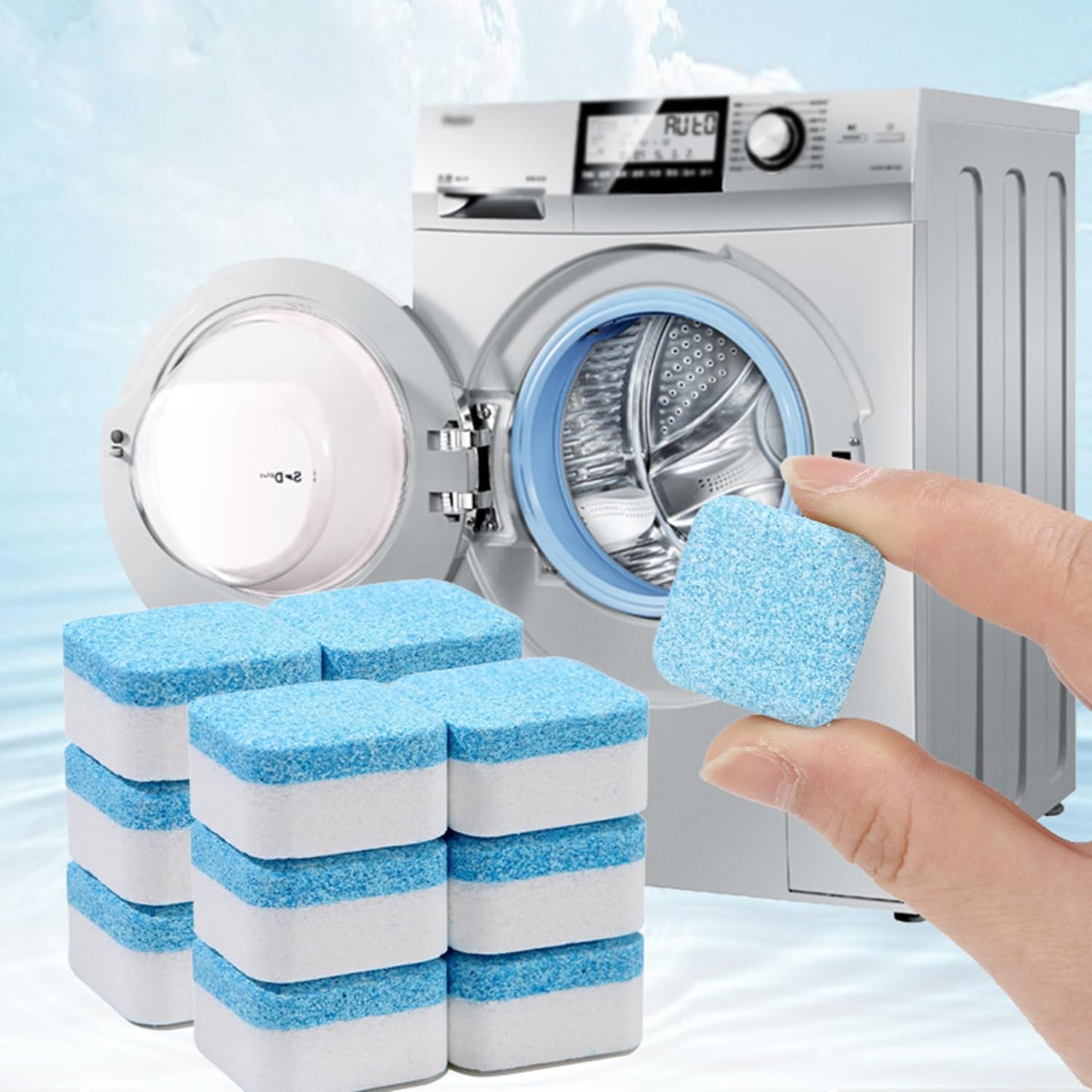 Washing Machine Cleaner Cleaning Tablets - Washing Machine Tablets to Clean Washer Washers Washer Cleaner and Deodorizer for Front Load & Top Load Washer Laundry Cleaner 12 PACK