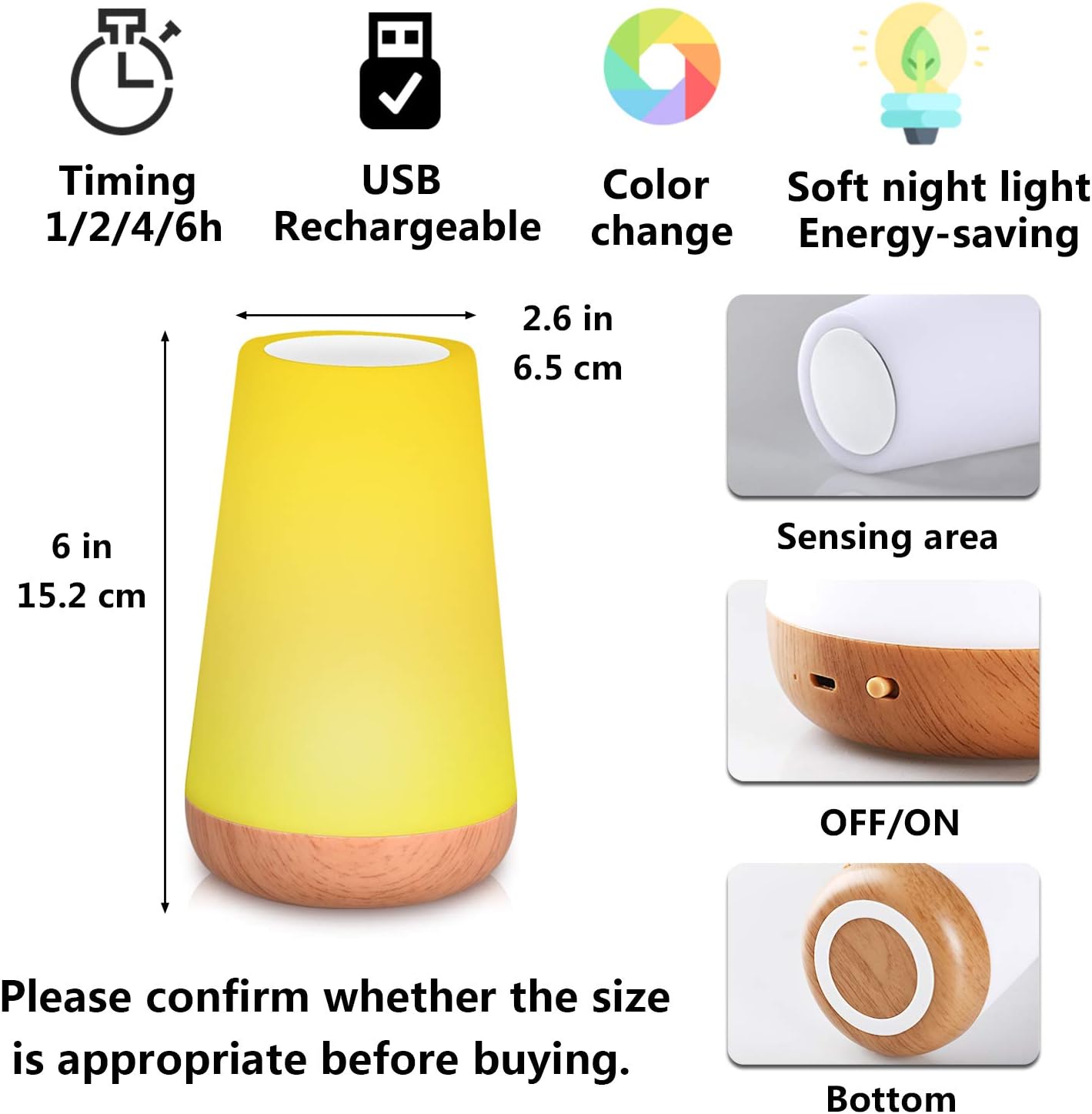 LED Bedside Lamp, Children's Night Light, Mood Light, Touch, Dimmable, RGB 13 Colour Changing, Portable Atmosphere Table Lamp with Remote Control & USB Charging Function for Baby Bedroom, Room,