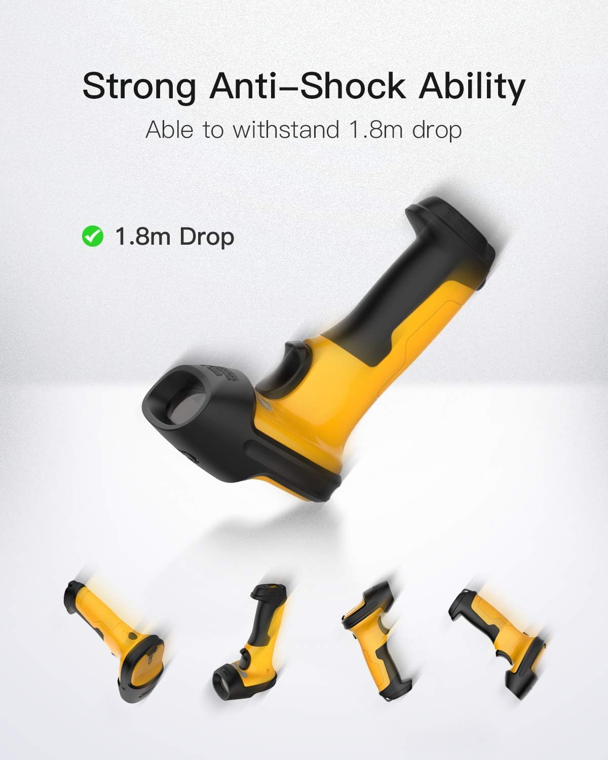 Inateck Barcode Scanner Wireless, 2.4GHz, 2600mAh Battery, 60M Range, Automatic Scanning, P6