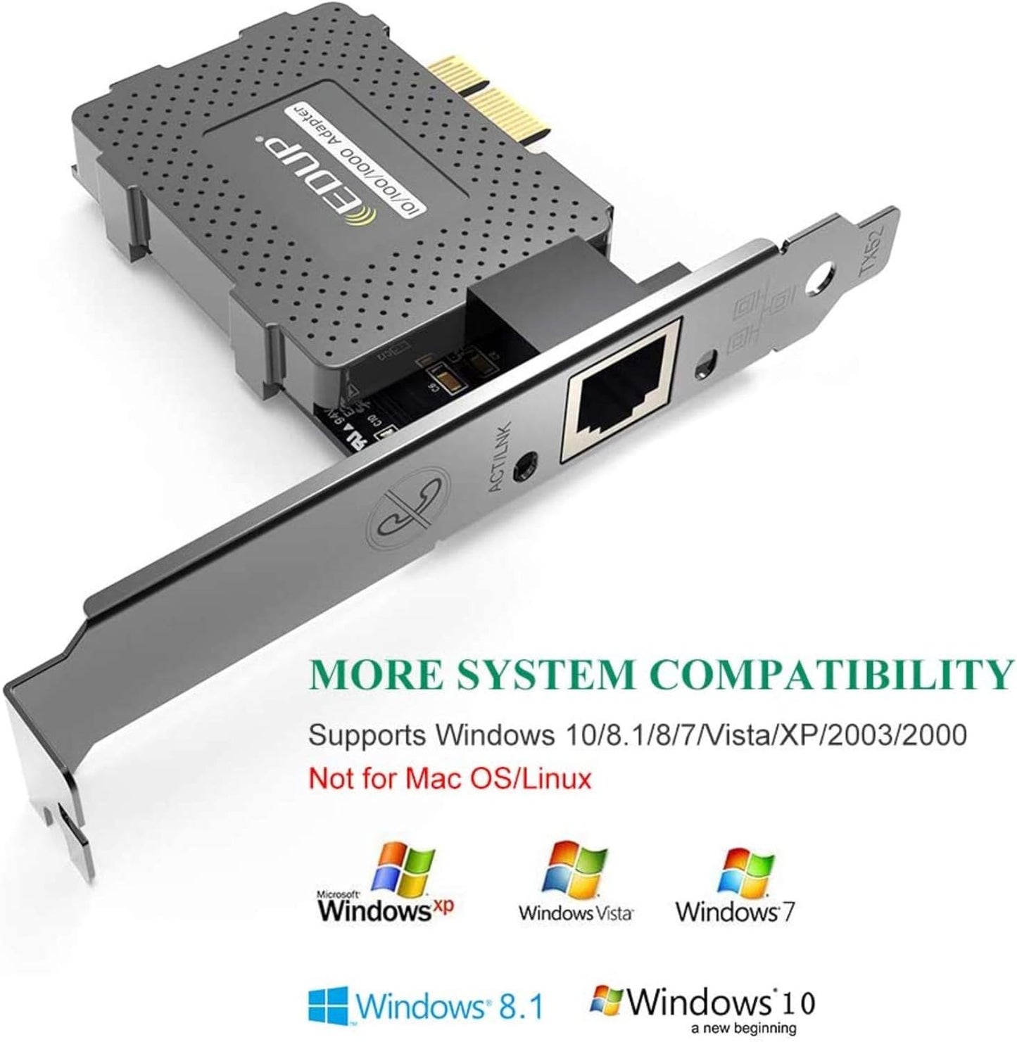 بطاقة شبكة EDUP Gigabit Ethernet PCI Express PCI-E بسرعة 10/100/1000 ميجابت في الثانية RJ45 LAN محول لأجهزة الكمبيوتر المكتبية