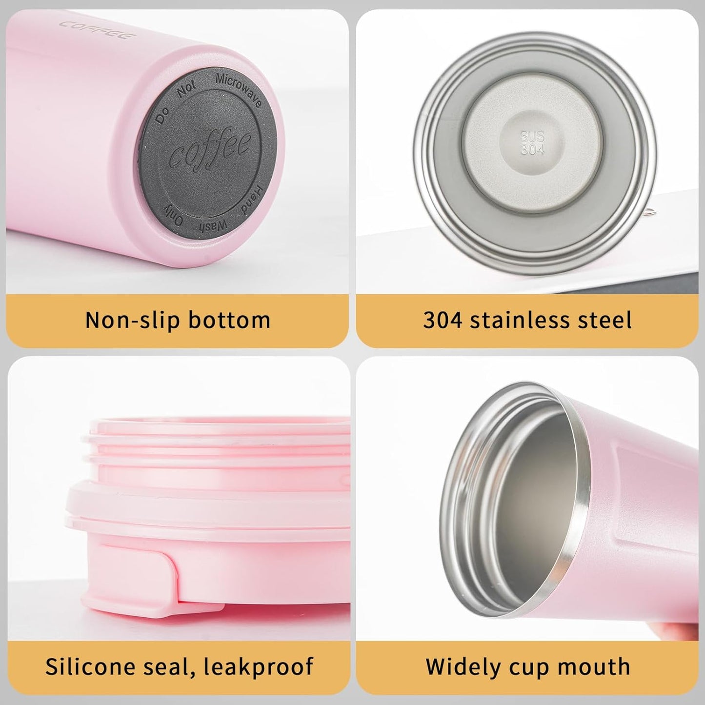 Stainless Steel Vacuum Insulated Travel Coffee Mug, Led Temperature Display Insulated Tumbler, Leak Proof with Lid Keeps Cold and Warm, Suitable for Coffee, Tea and Beer - 510ml