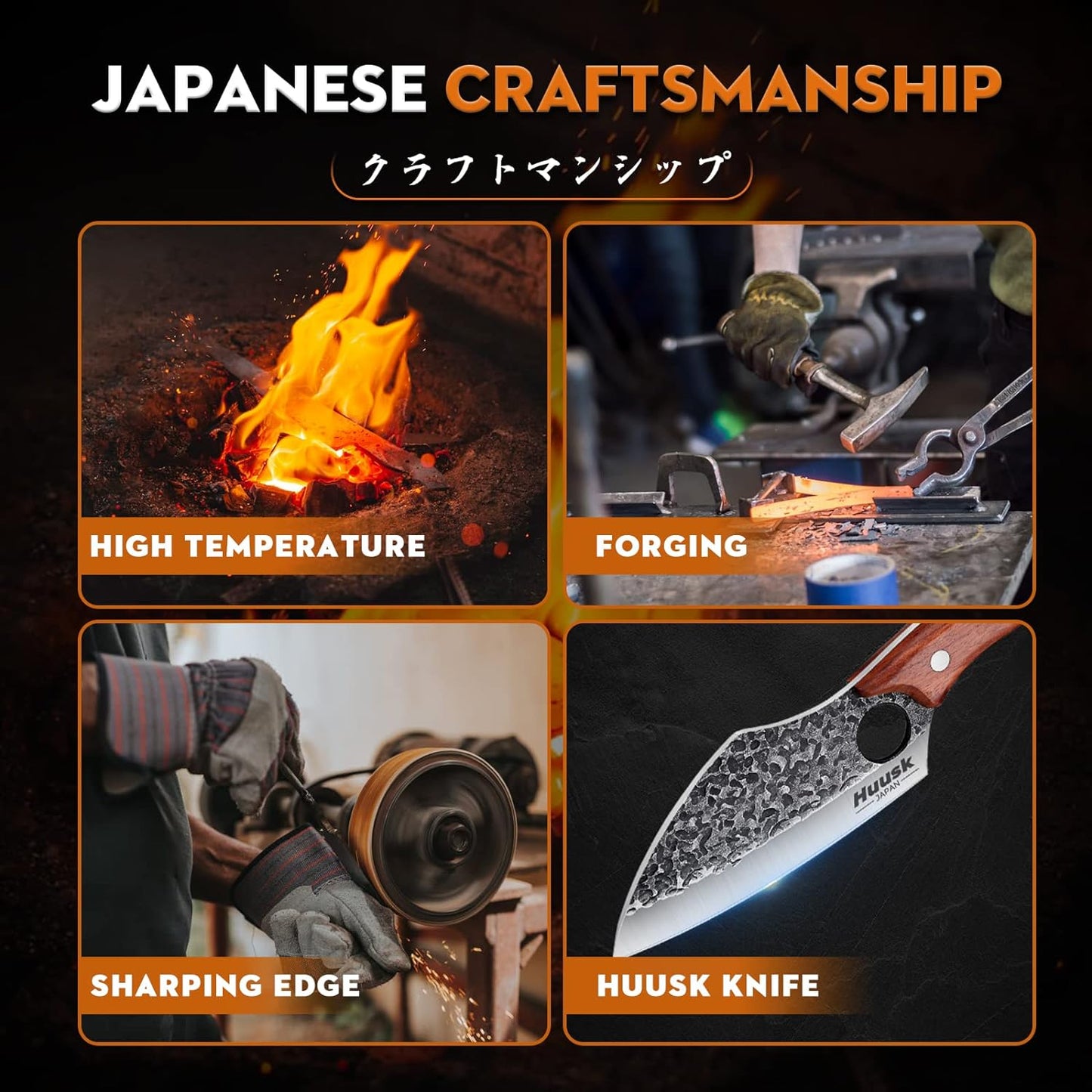 Huusk Knives, Hand Forged Meat Cleaver Butcher Knife for Meat Cutting, Japanese Kitchen Viking Knife with Sheath, Cooking Knife for Kitchen and Outdoor Camping, Thanksgiving