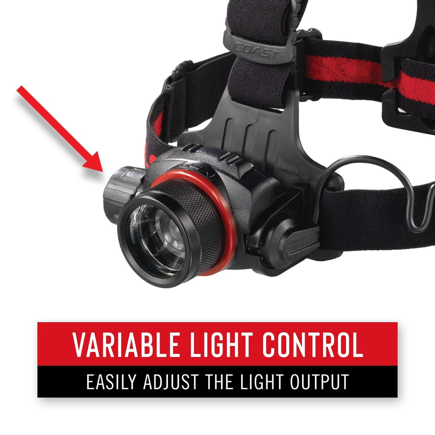 COAST® HL8 390 Lumen Utility LED Headlamp with Hinged Beam Adjustment and Hard Hat Compatibility Pure Beam Focus - Flood to Bulls-Eye Spot