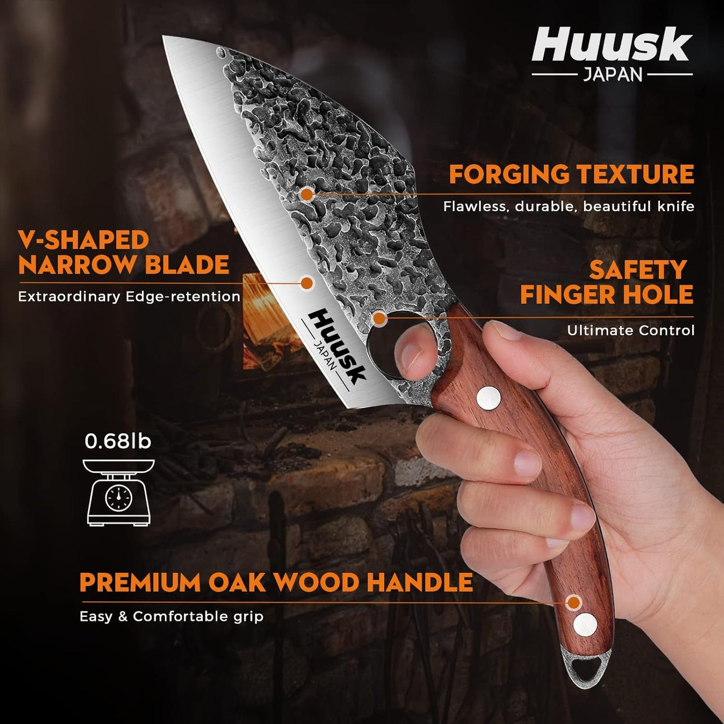 Huusk Knives, Hand Forged Meat Cleaver Butcher Knife for Meat Cutting, Japanese Kitchen Viking Knife with Sheath, Cooking Knife for Kitchen and Outdoor Camping, Thanksgiving