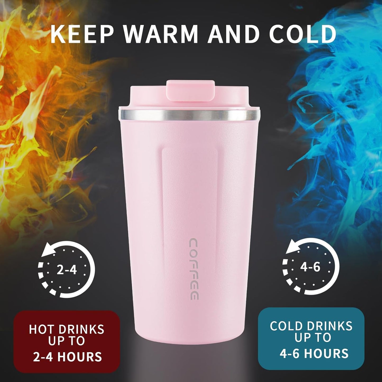 Stainless Steel Vacuum Insulated Travel Coffee Mug, Led Temperature Display Insulated Tumbler, Leak Proof with Lid Keeps Cold and Warm, Suitable for Coffee, Tea and Beer - 510ml