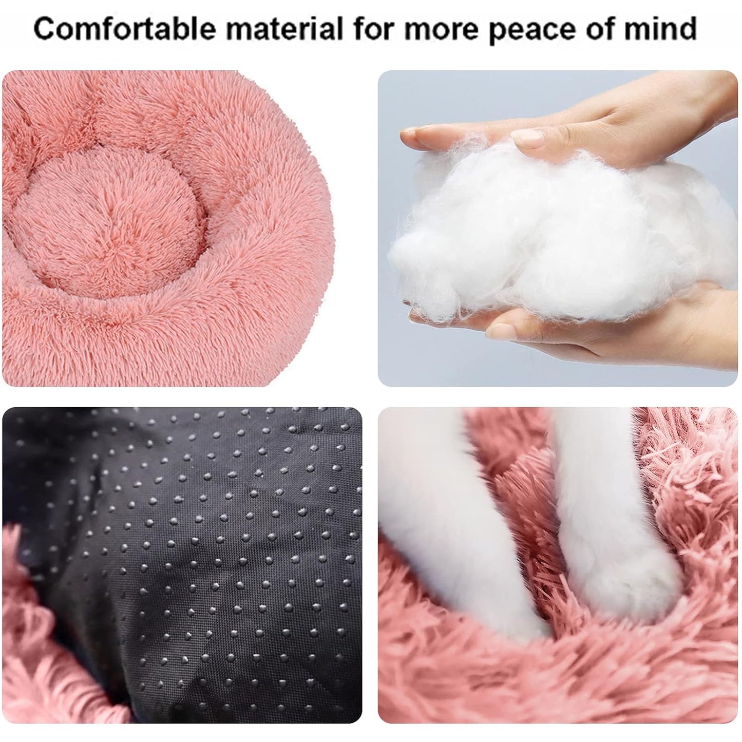 Cat Beds for Indoor Cats,20 Inch Dog Bed for Small Melium Large Dogs, Washable-Round Pet Bed for Puppy and Kitten with Slip-Resistant Bottom