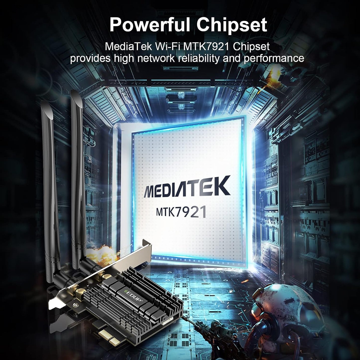 EDUP PCI-E WiFi 6 Network Card AX1800Mbps Bluetooth 5.2 Heat Sink 802.11AX 2.4Ghz/5.8Ghz Wireless PCIe Network Wi-Fi 6 Card PCI Express WiFi Adapters 6dBi Dual Band Antenna for Windows 11/10 64-bit