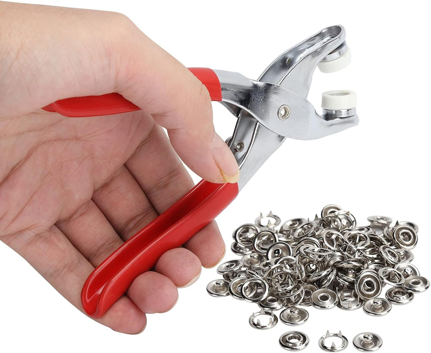 50 Sets Metal Snaps Buttons, Stainless Steel Pliers Press Set, Prong Snap Button Fasteners Kit, Sewing Handcraft Tool for Clothing Leather Crafting Sewing