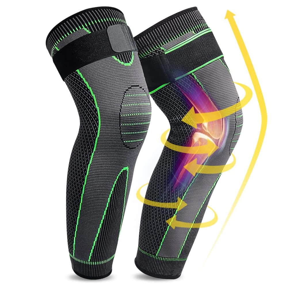 1 Pair Knee Support Sleeve - Adjustable Compression Knee Band for Running, Cycling, Gym and Sports, Breathable Elastic Nylon Knee Pad for Men and Women